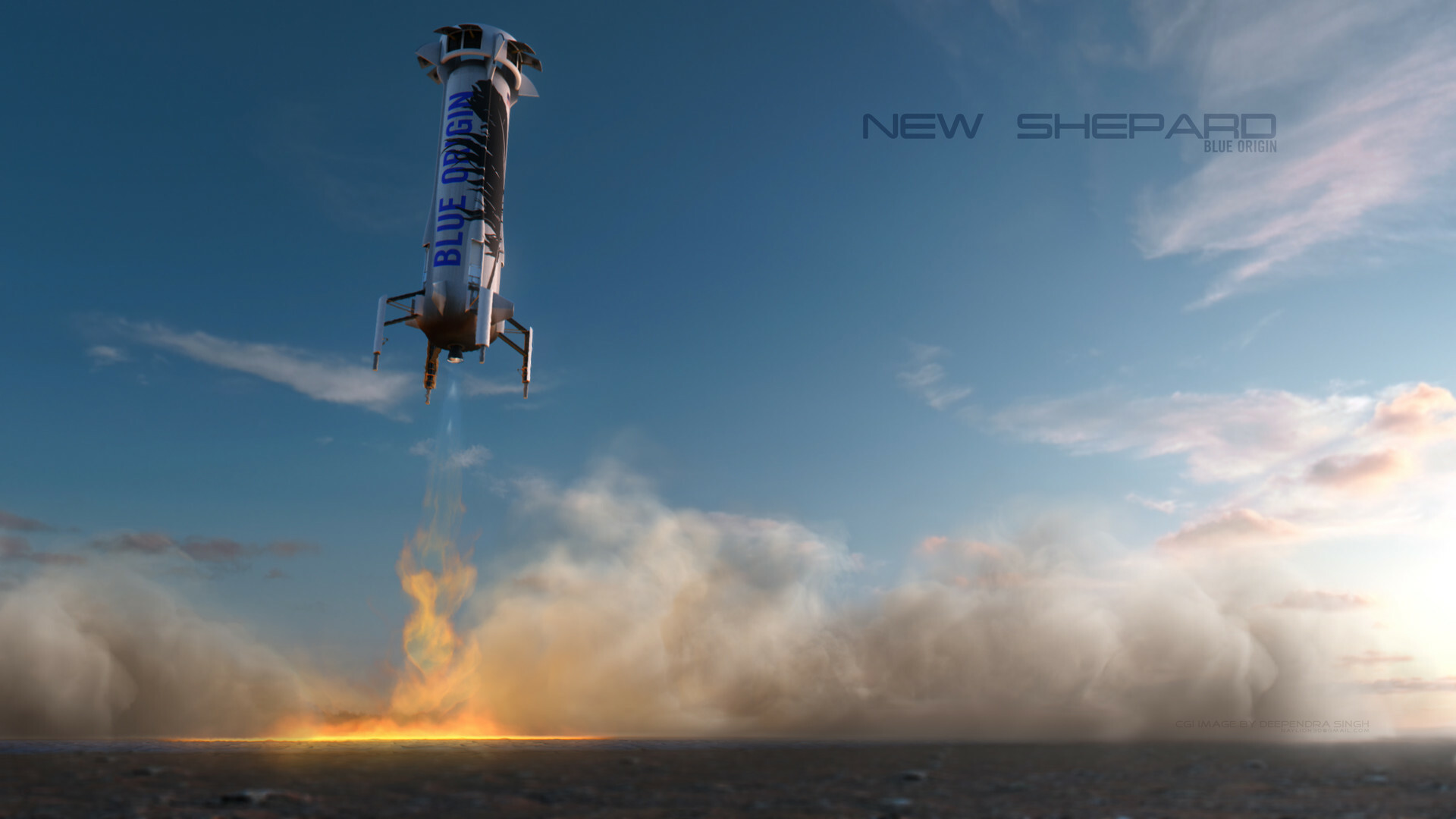 Blue Origin: New Shepard, Reusable suborbital rocket, Named after Mercury astronaut Alan Shepard. 1920x1080 Full HD Wallpaper.