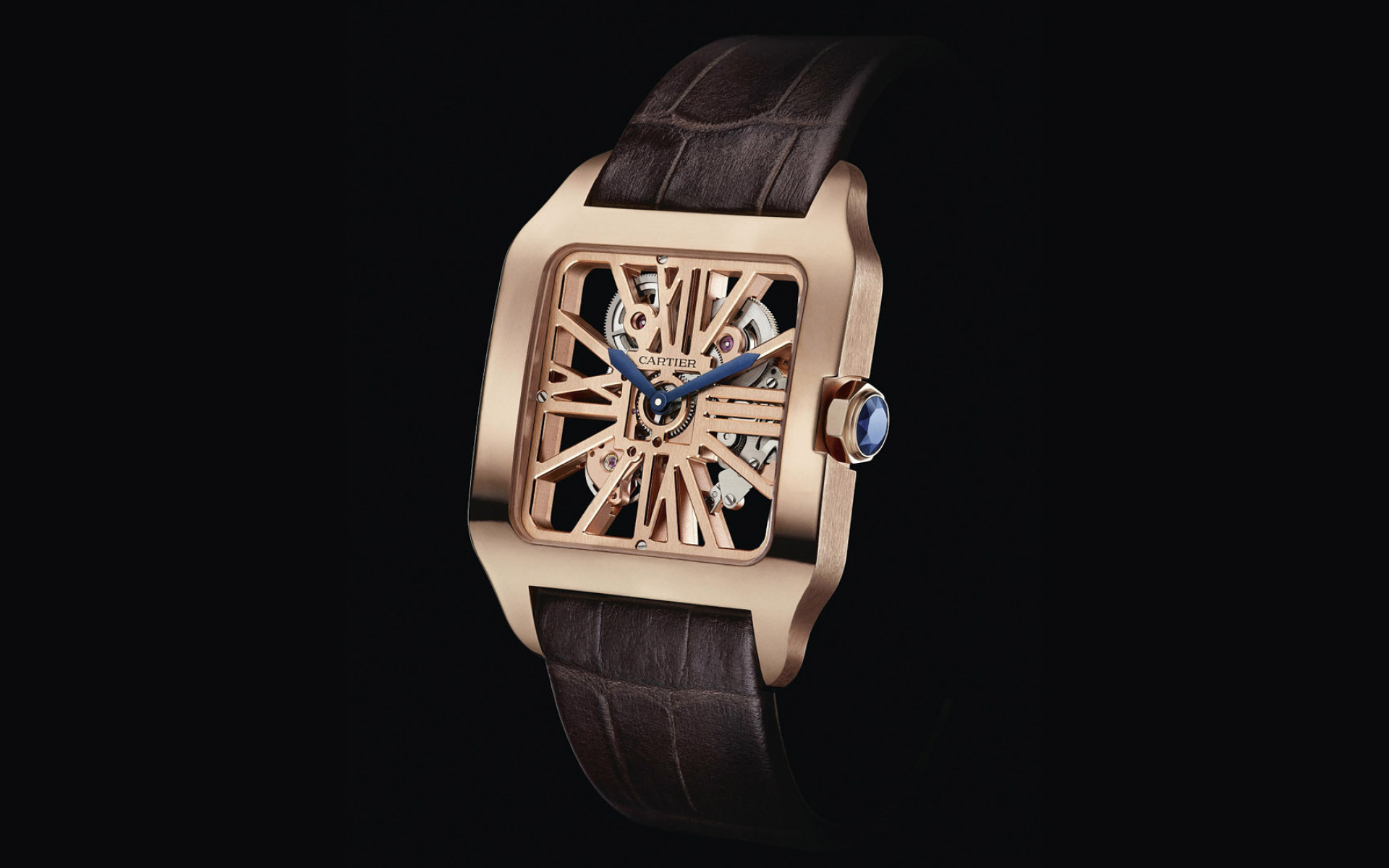 Cartier: Santos Skeleton, Luxury women's watch, French brand. 1920x1200 HD Background.