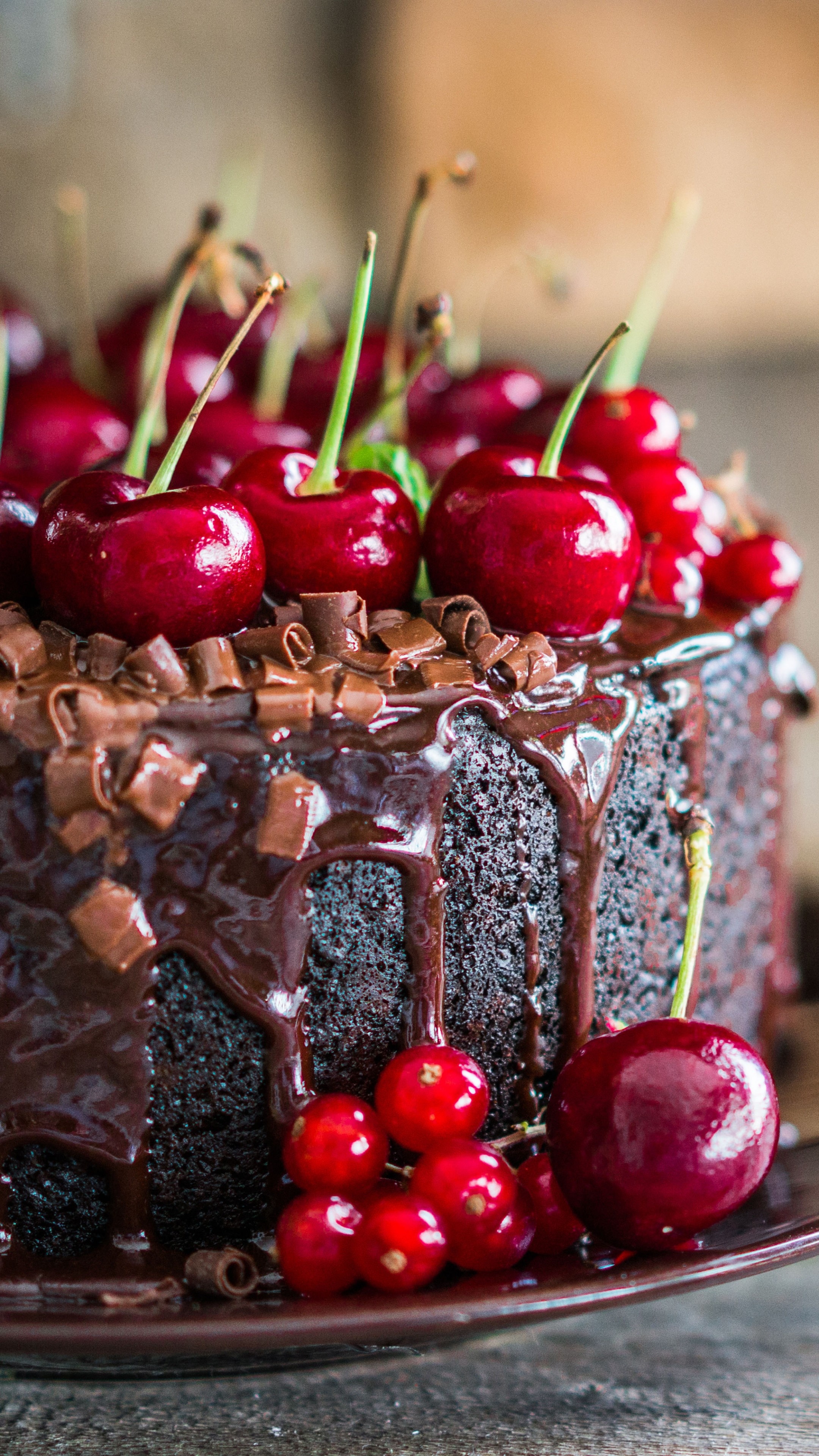 Cake: Decorated with marzipan, piped borders, or candied fruit, Cherry. 2160x3840 4K Wallpaper.