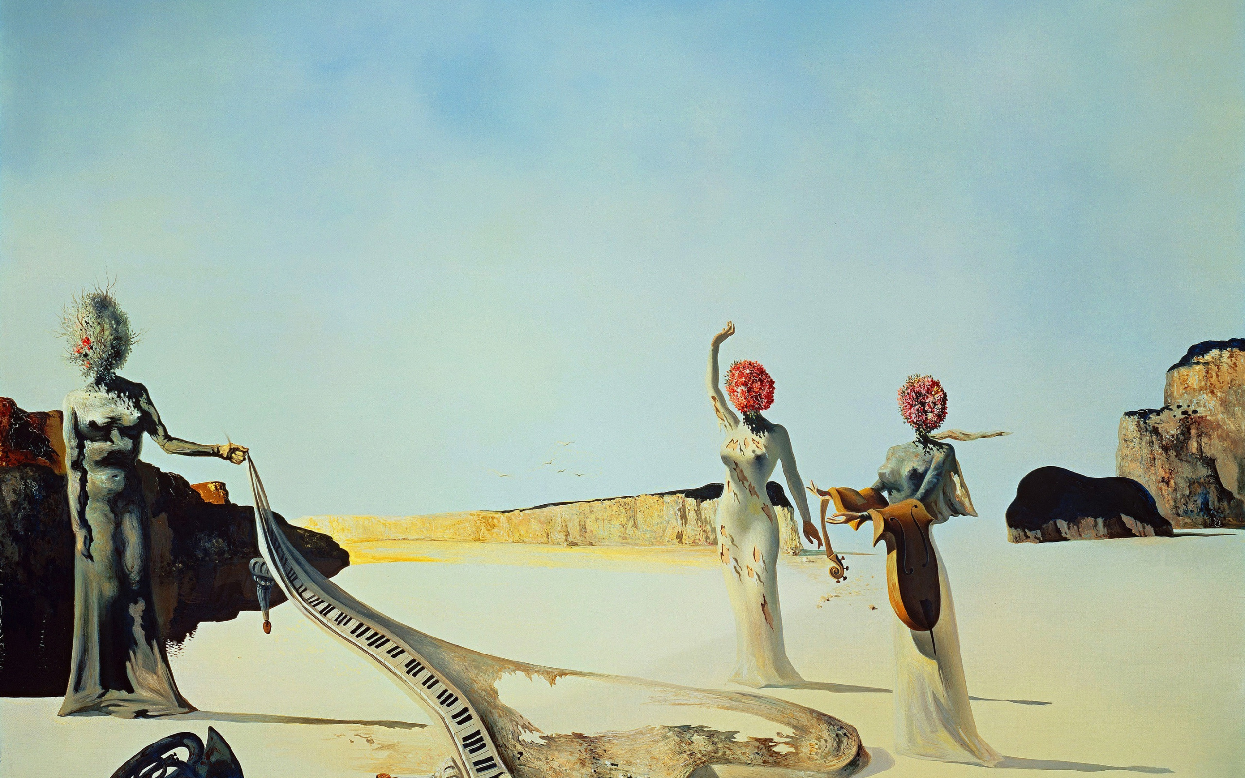 Salvador Dali, Celebs, Surrealism picture, Three young surrealist women, 2560x1600 HD Desktop