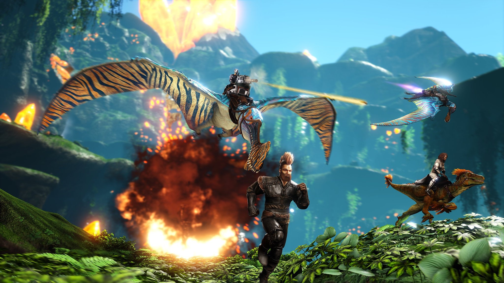 ARK: Survival Evolved: The game, initially released through Steam Early Access on June 2, 2015. 2050x1160 HD Background.