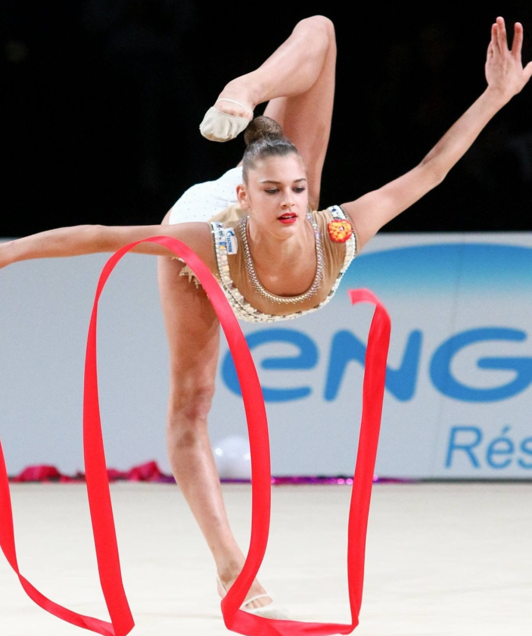 Rhythmic Gymnastics: Aleksandra Soldatova, The 2018 World ribbon champion, The 2016 Grand Prix Final All-around champion. 1720x2050 HD Background.