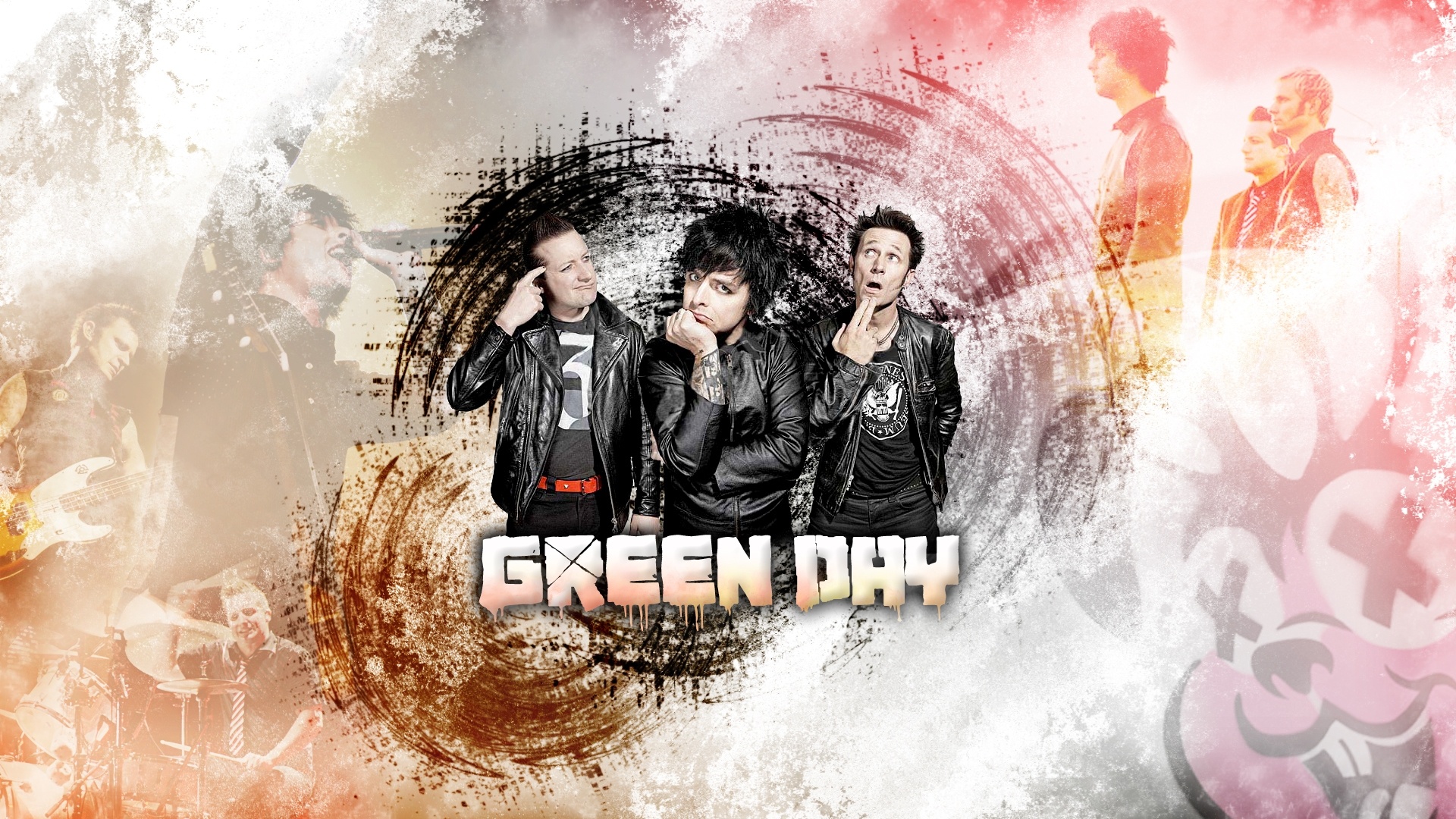 Music Band: Green Day, An American rock ensemble formed in the East Bay of California in 1987. 1920x1080 Full HD Background.