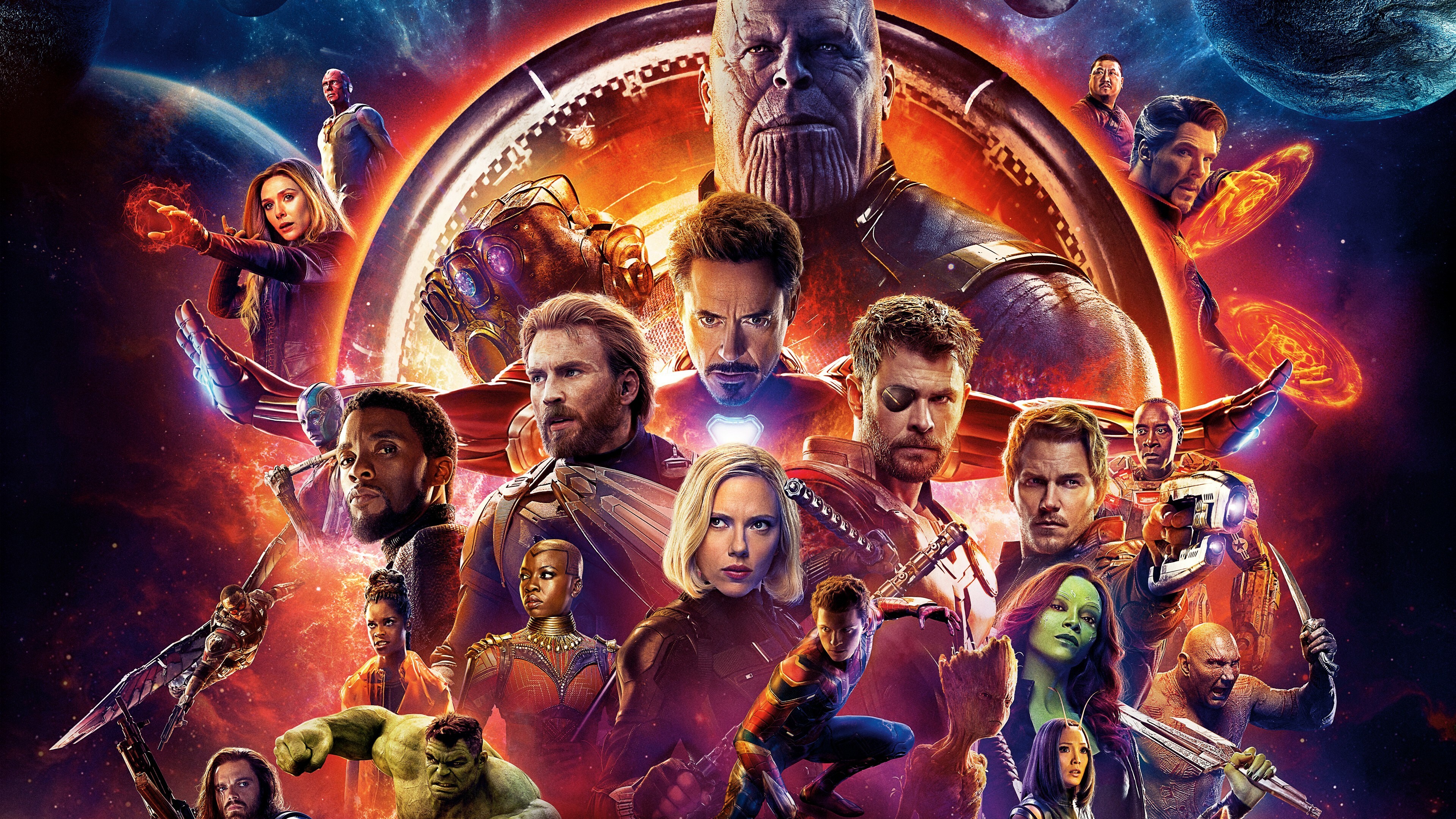 Avengers: The team plays a central role in the Marvel Cinematic Universe's Infinity Saga, being the focus in multiple feature films, beginning with the eponymous 2012 live-action film. 3840x2160 4K Wallpaper.
