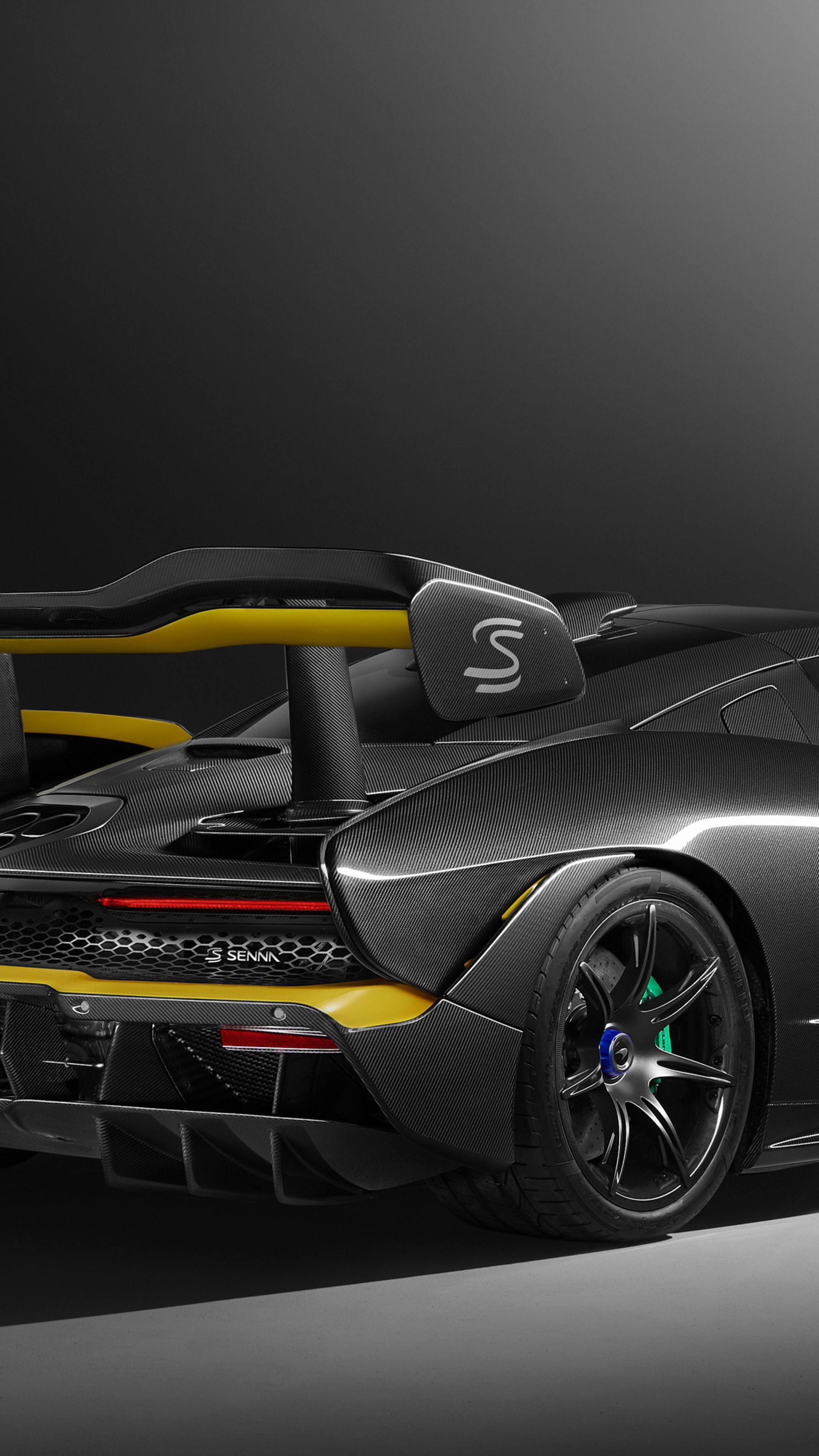McLaren Senna, Carbon theme, Rear view, Premium, 2160x3840 4K Phone