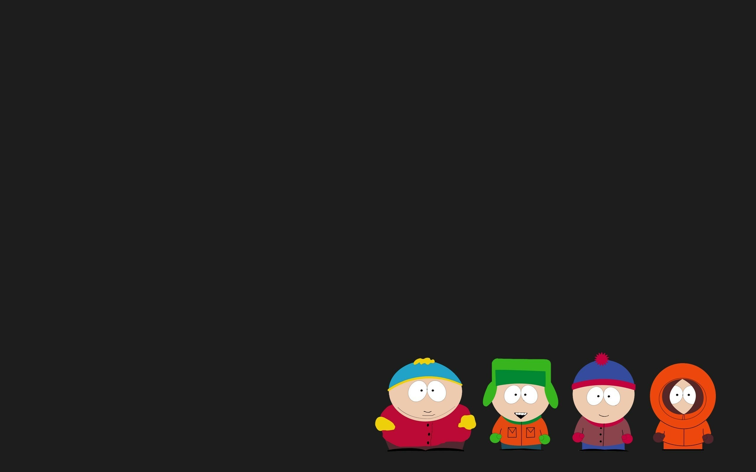 South Park: Stan Marsh, Kyle Broflovski, Eric Cartman, and Kenny McCormick. 2560x1600 HD Wallpaper.