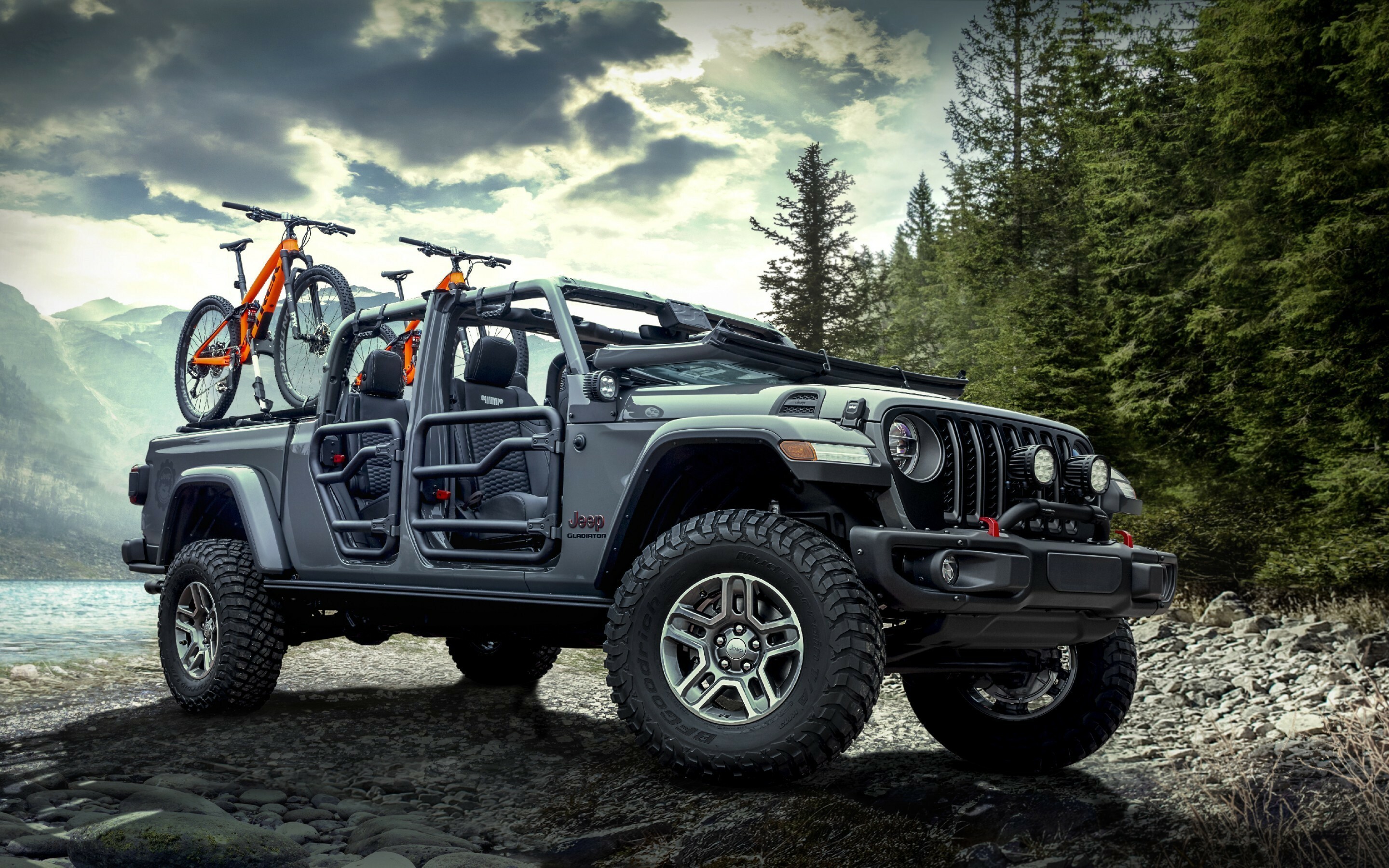 Jeep: Gladiator, A mid-size crew-cab pickup truck with room for up to five people. 2880x1800 HD Wallpaper.
