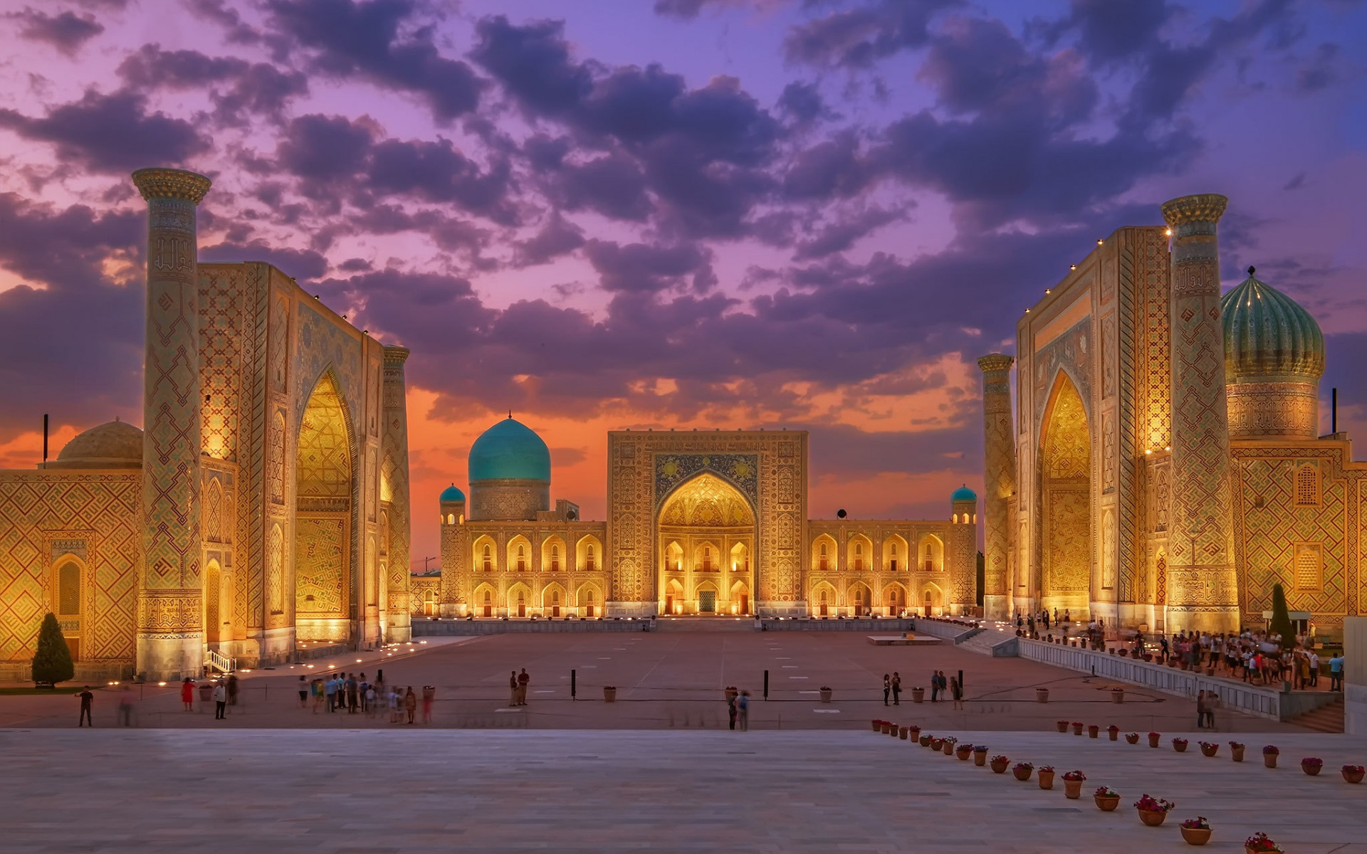 Samarkand, Uzbekistan evening sunset, Islamic architecture, High-quality wallpapers, 1920x1200 HD Desktop