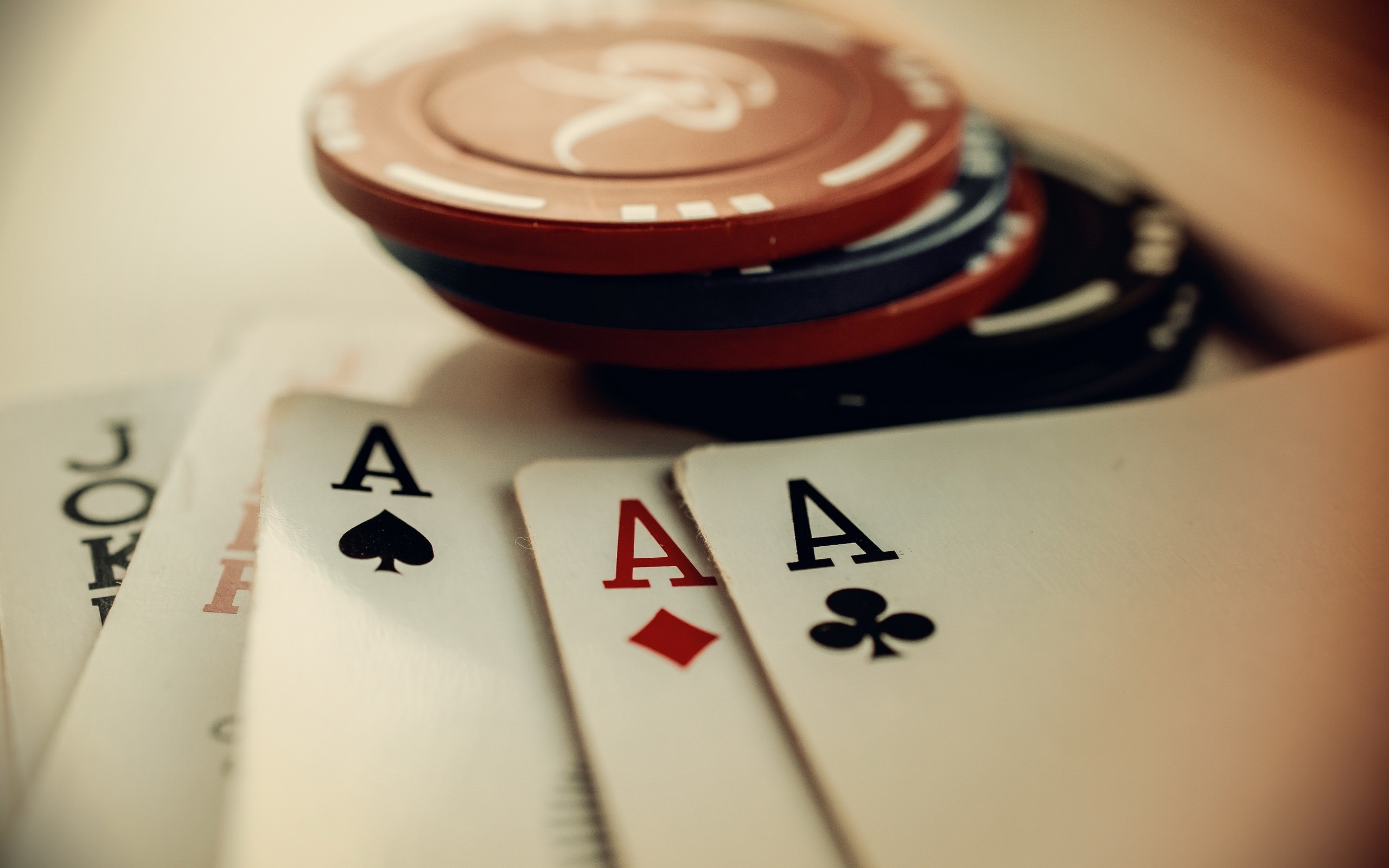 Poker: Three aces, AAA, Card combinations, Chip colors, Standard values. 2560x1600 HD Wallpaper.