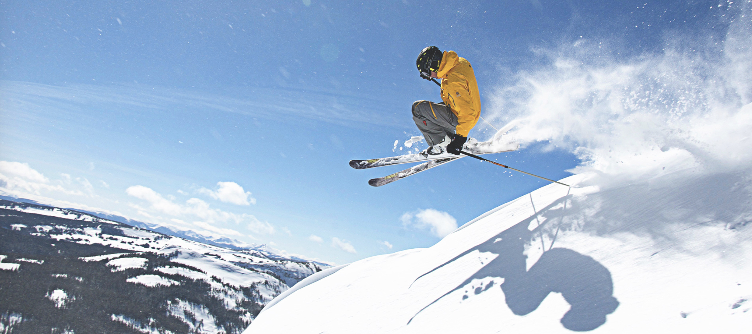 Freestyle Skiing, First ski turns, Start of the season, Winter sports joy, 2440x1090 Dual Screen Desktop