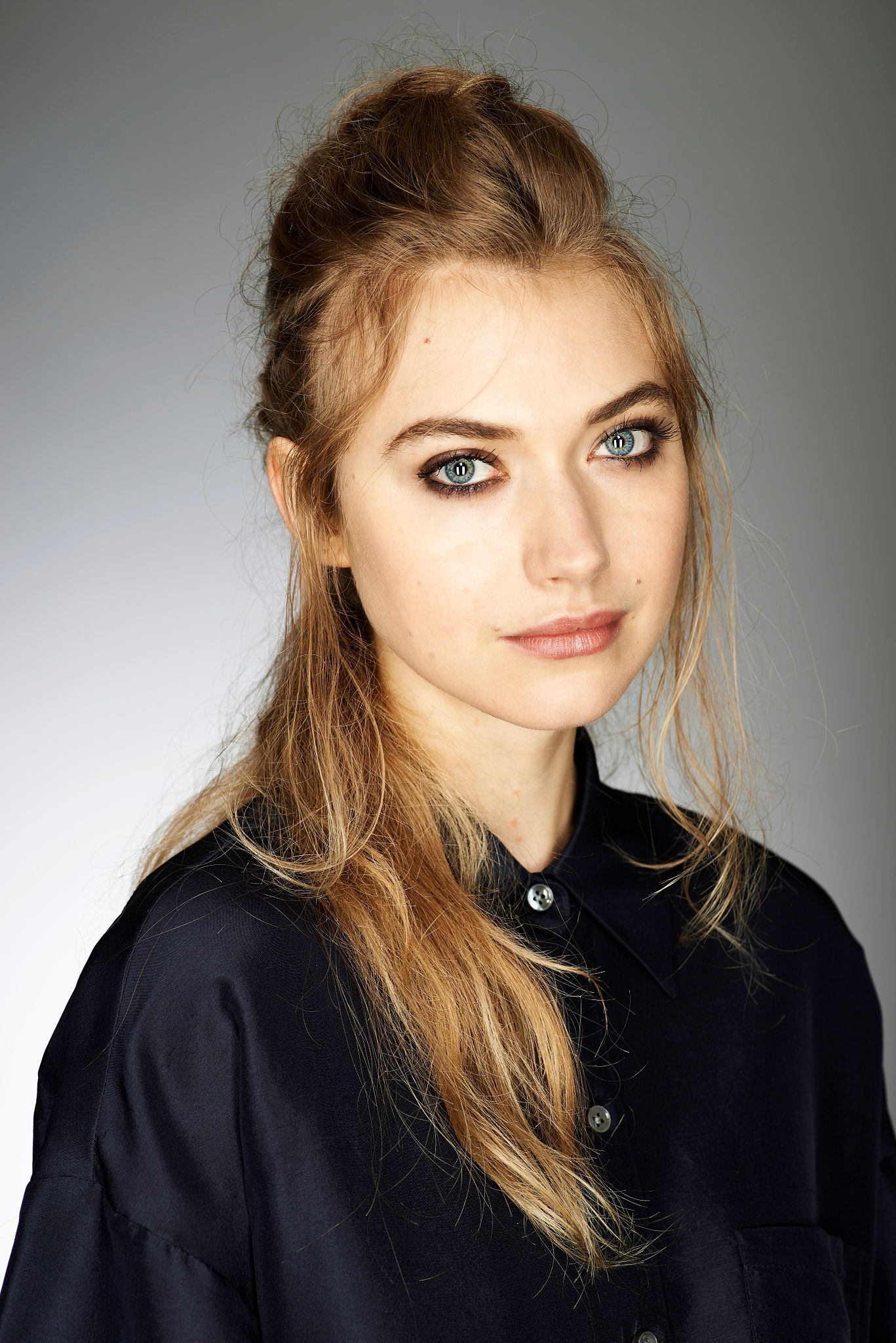Imogen Poots, Celebrity, Simple background, Blue eyes, 1370x2050 HD Phone