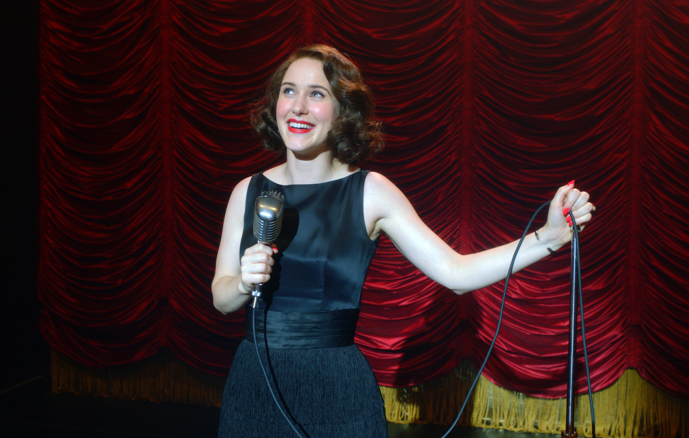 The Marvelous Mrs. Maisel: Rachel Brosnahan as a Jewish American housewife who discovers her flair for stand-up comedy. 2840x1800 HD Wallpaper.