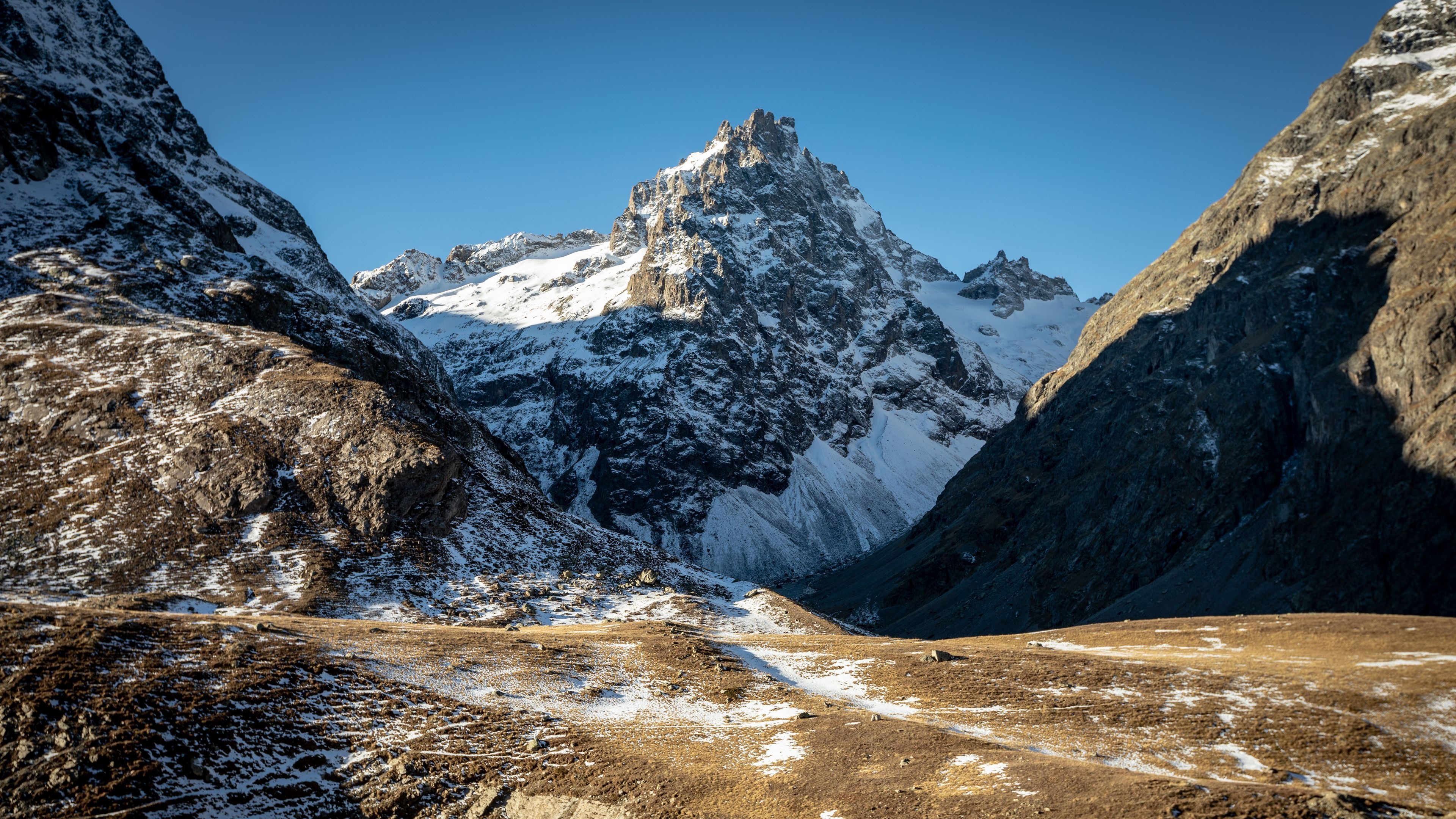 Mountain peak, Snow nature, Landscape background, Mountains, 3840x2160 4K Desktop