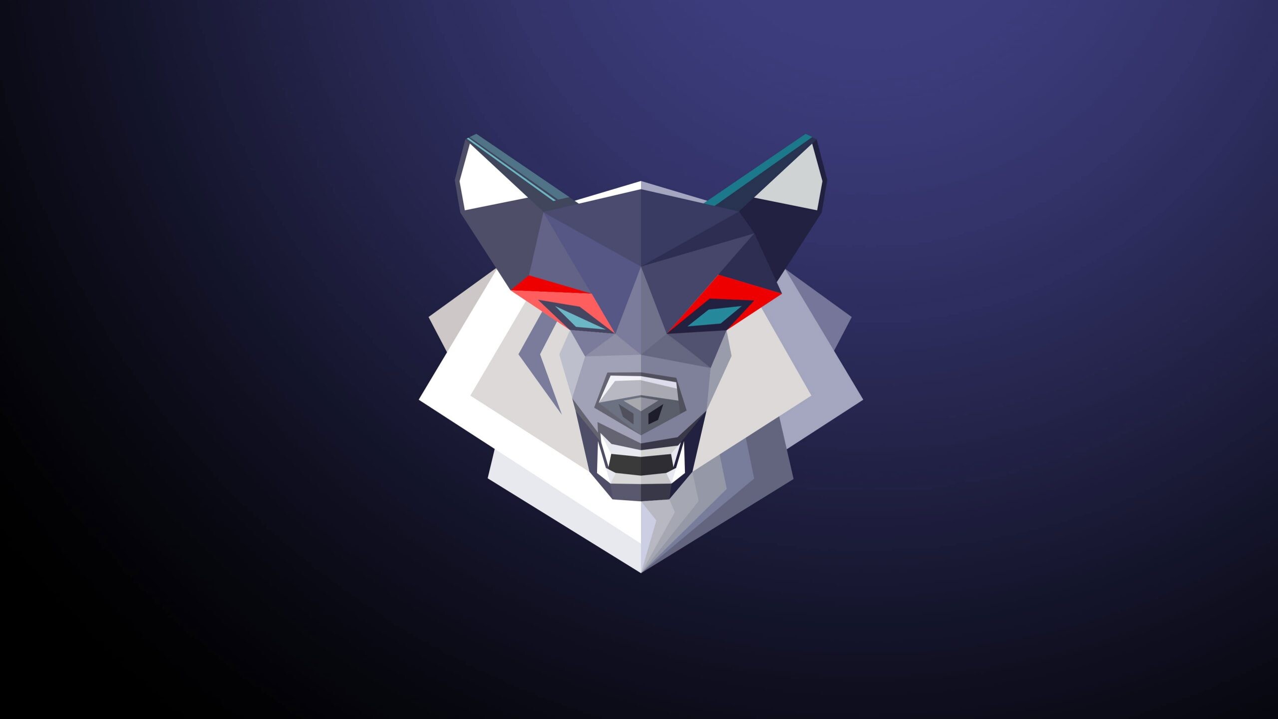 Geometric Animal: Multicolored wolf art, A characteristic of this art is the perfect shapes. 2560x1440 HD Background.