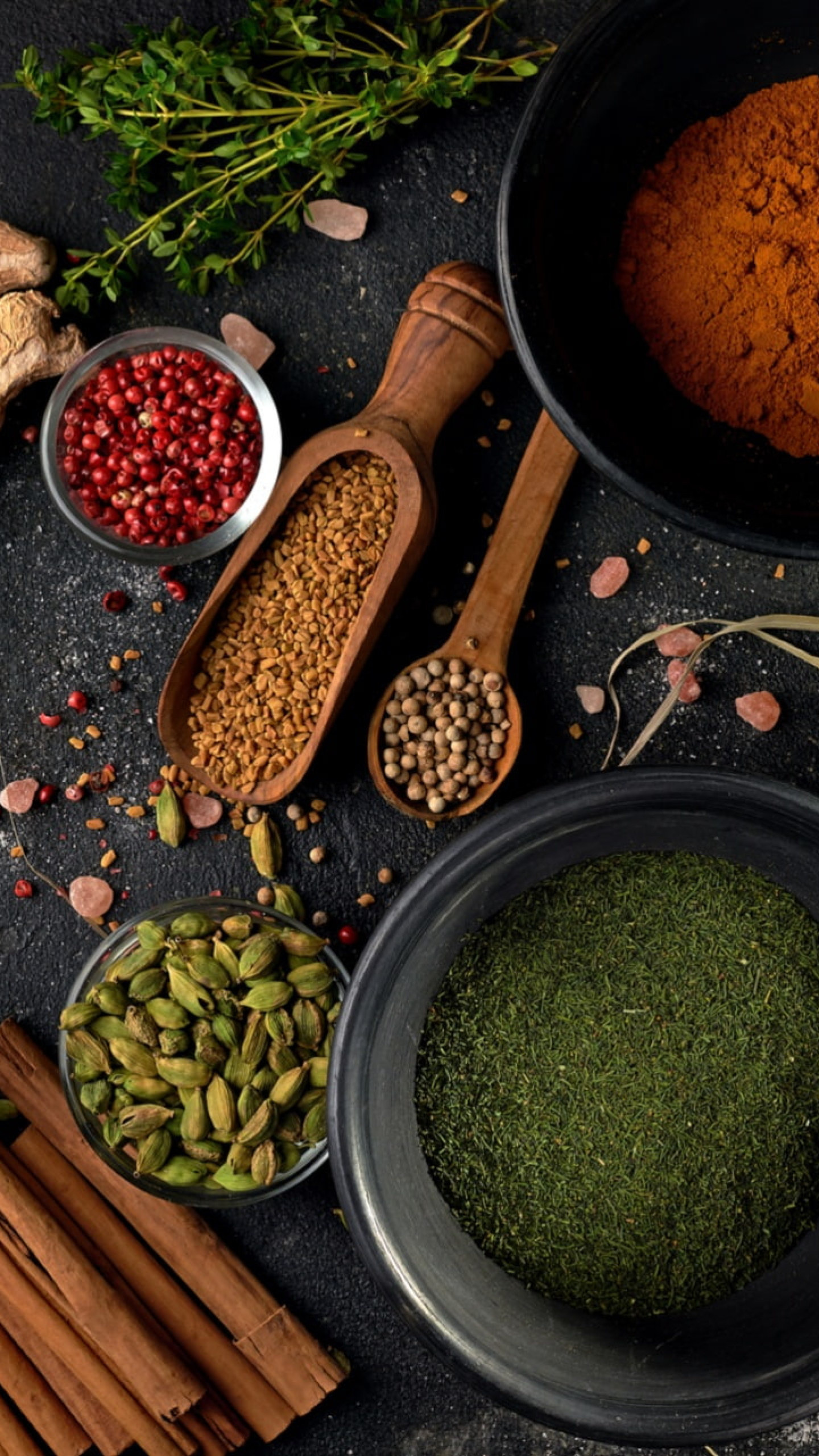 Spices: A dried part of a plant, Aromatic, Culinary arts. 1440x2560 HD Background.