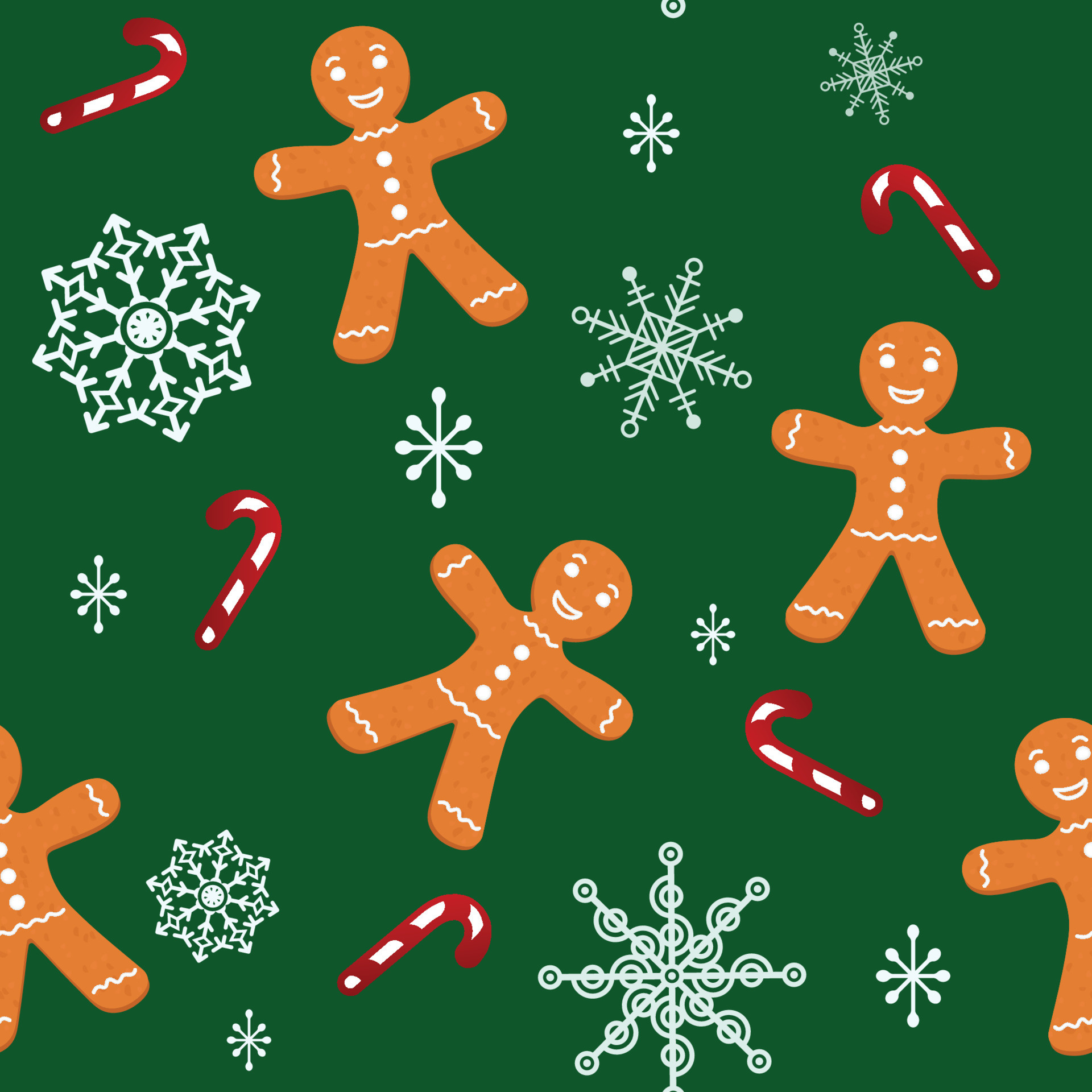 Gingerbread Man, Whimsical pattern, Christmas cookie inspiration, Festive vector art, 1920x1920 HD Phone