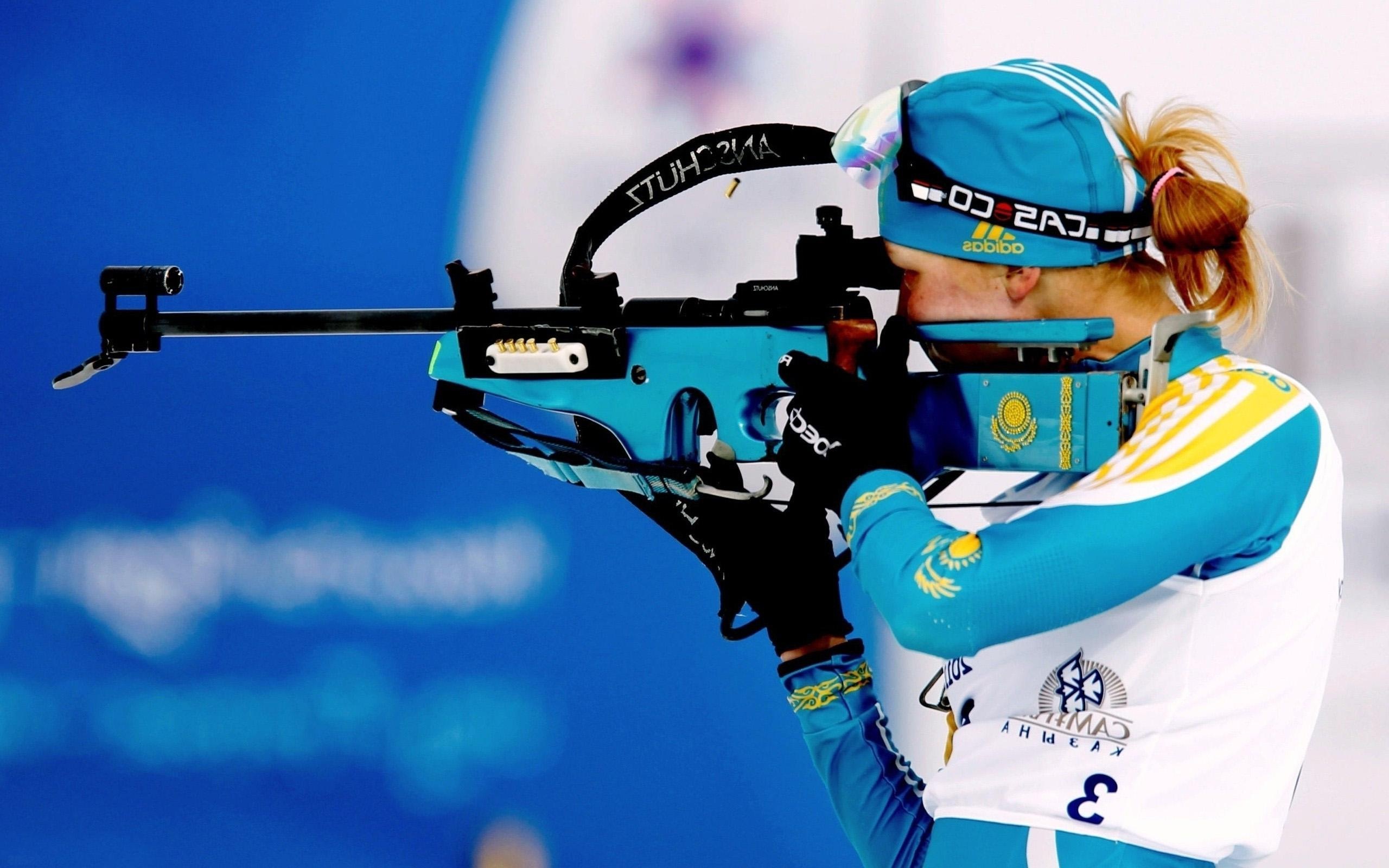 Biathlon: Shoot series, Olympic champions, An ultra lightweight rifle, Mixed events. 2560x1600 HD Background.