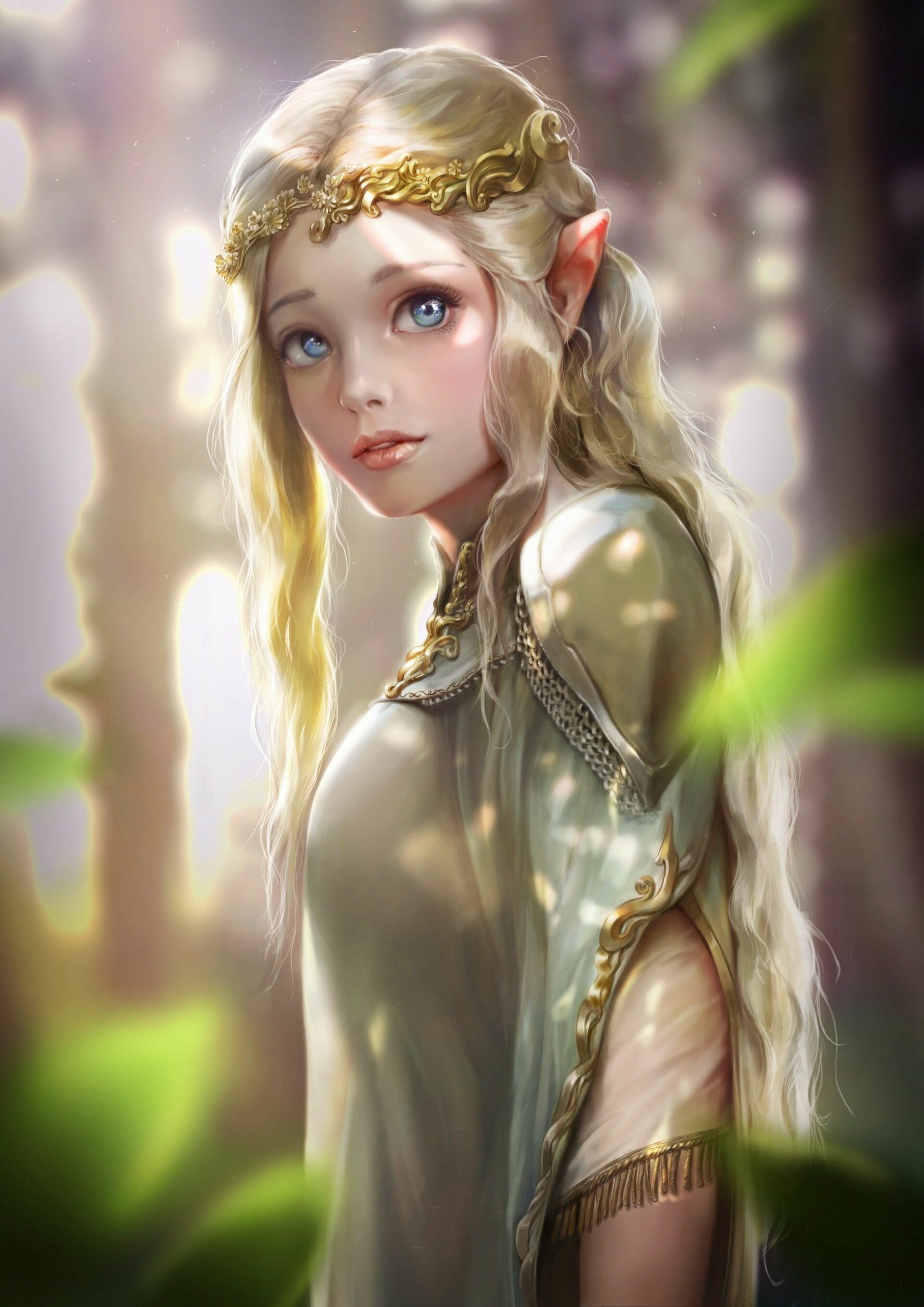 Elven royalty, Fantasy crown, Anime art, Ethereal beauty, 1920x2720 HD Phone