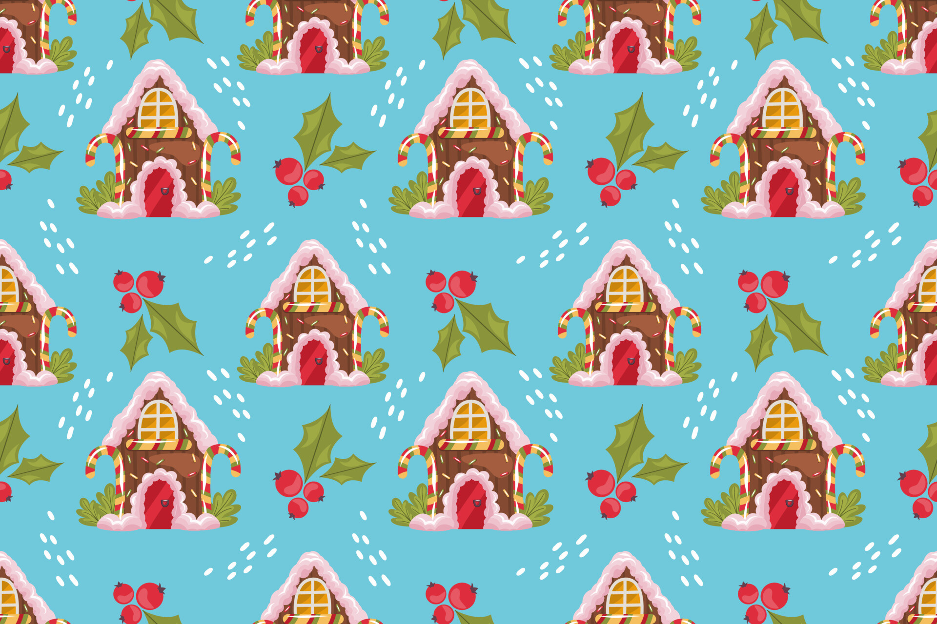 Festive gingerbread pattern, Whimsical and sweet, Mouth-watering design, Winter wonderland, 1920x1280 HD Desktop