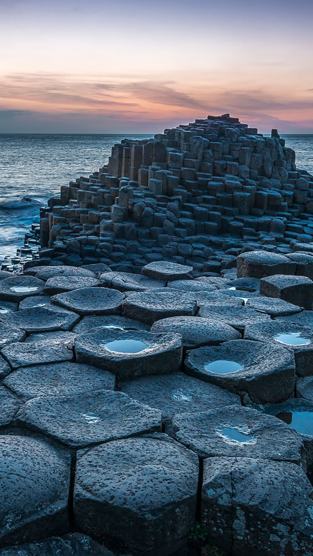 Northern Ireland: The Giant's Causeway, County Antrim, Basalt columns. 1080x1920 Full HD Wallpaper.