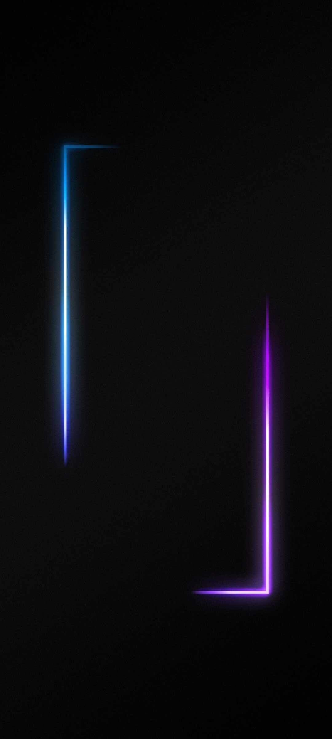 Glow in the Dark: Neon lines, Glowing edges, Minimalistic. 1080x2400 HD Wallpaper.