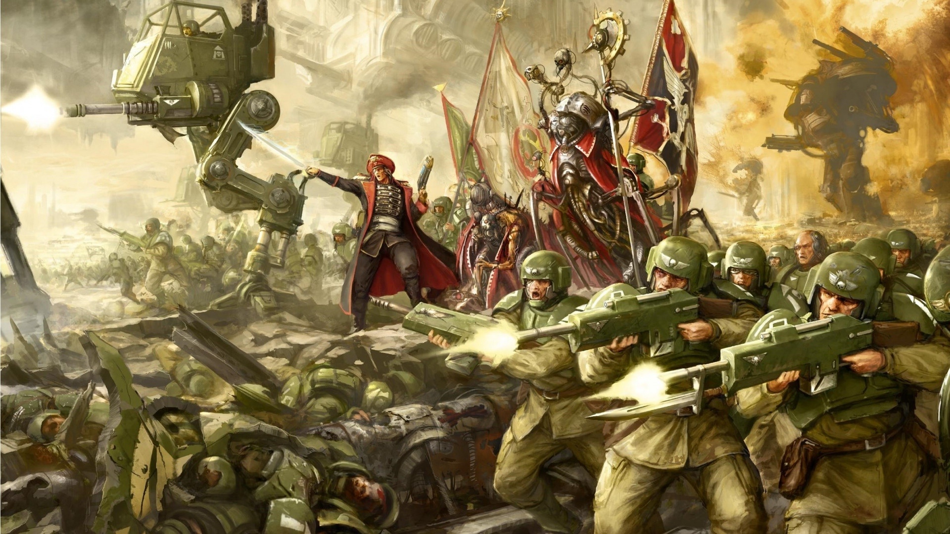 Imperial Guard, Warhammer faction, Military wallpapers, Fan art, 1920x1080 Full HD Desktop