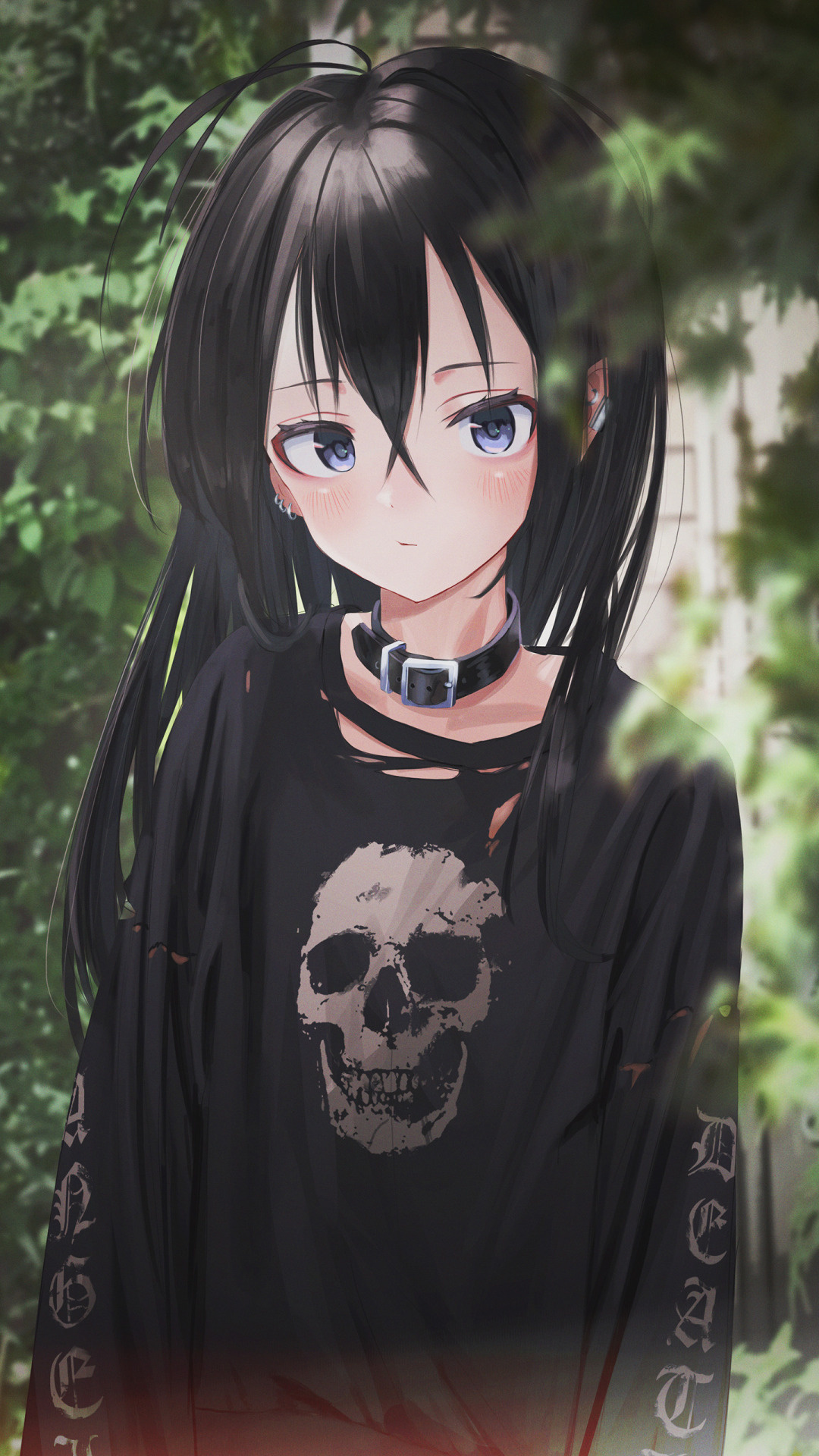Goth Girl: Japanese anime and manga character, Skull, Gothic fashion and style, Dead inside. 1080x1920 Full HD Background.