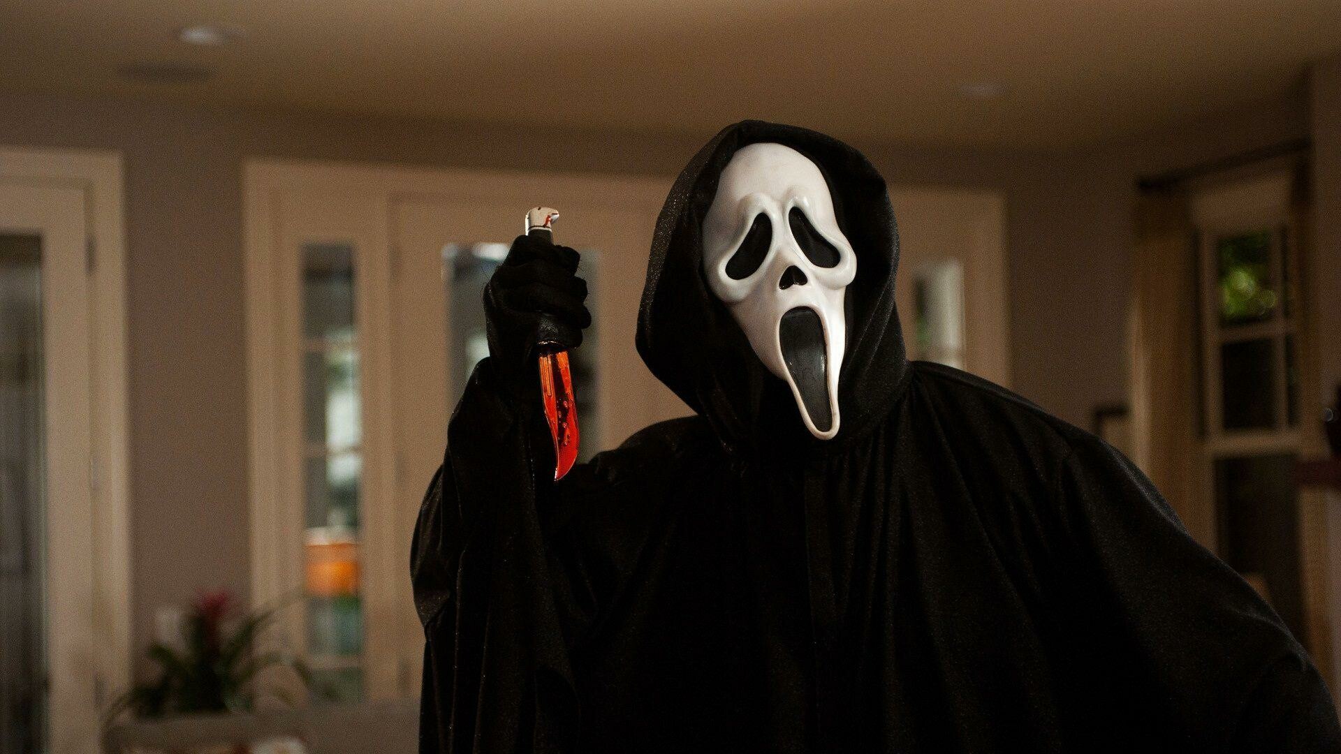 Scream (2022): Ghostface, The film was released on January 14, 2022, by Paramount Pictures. 1920x1080 Full HD Background.