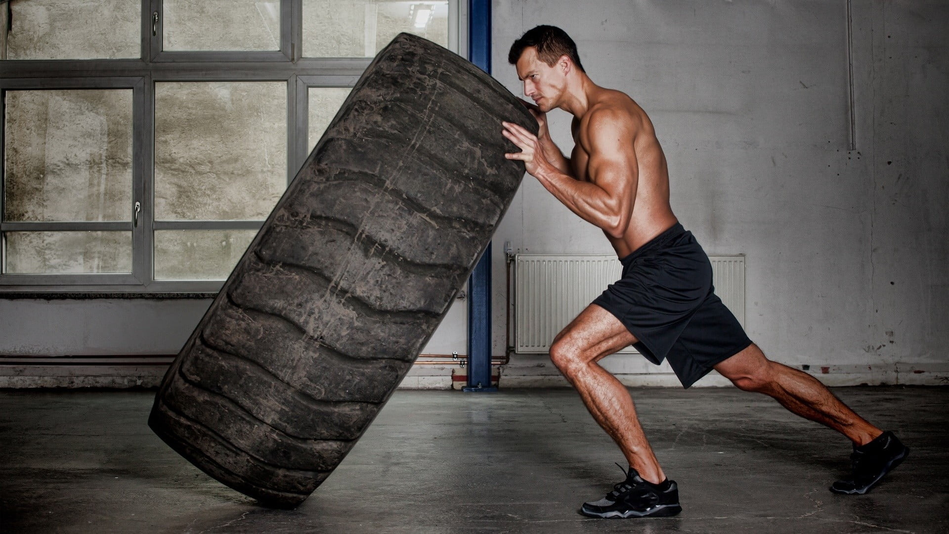 CrossFit: Tire workout, Resistance training, Strength training, 200-pound tire flips, Muscle-strengthening exercise. 1920x1080 Full HD Wallpaper.