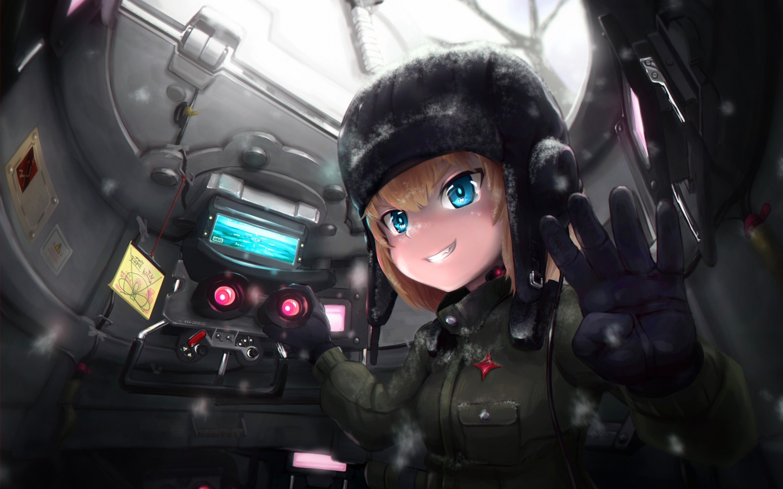 Girls und Panzer: Manga, Mako Reizei, The driver of the Anglerfish Team, Panzer IV, Japanese anime series. 2560x1600 HD Background.