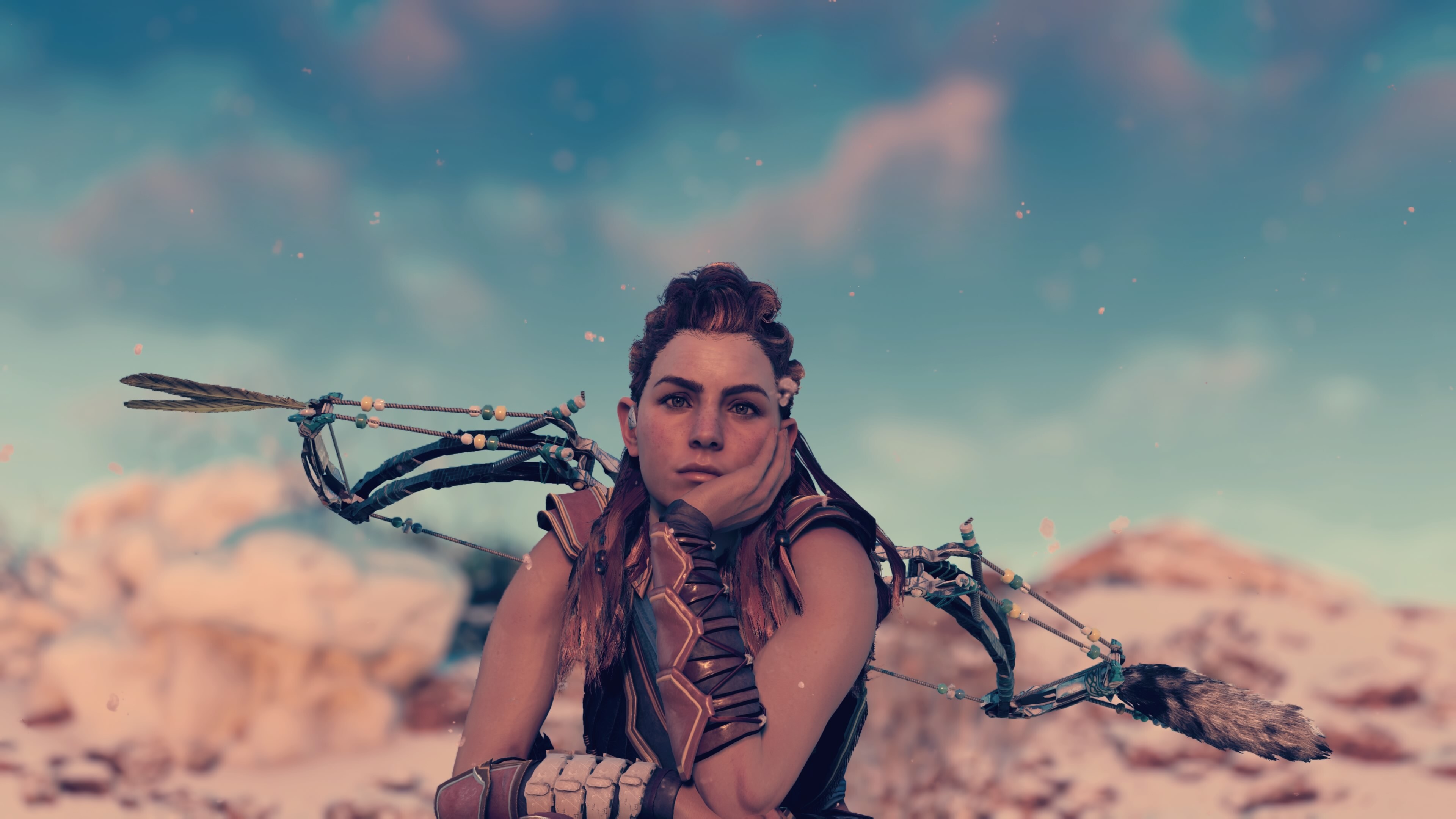 Horizon Zero Dawn: The plot follows Aloy, a young hunter in a world overrun by machines. 3840x2160 4K Background.