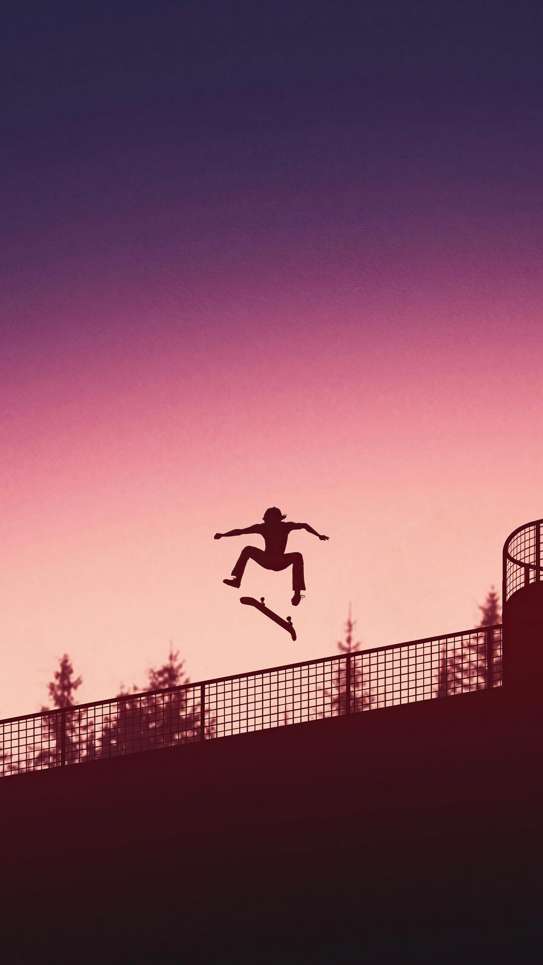 Jumping: Leap Of Faith, Skateboarding, Extreme sports, Siluette, Kickflip. 2160x3840 4K Background.