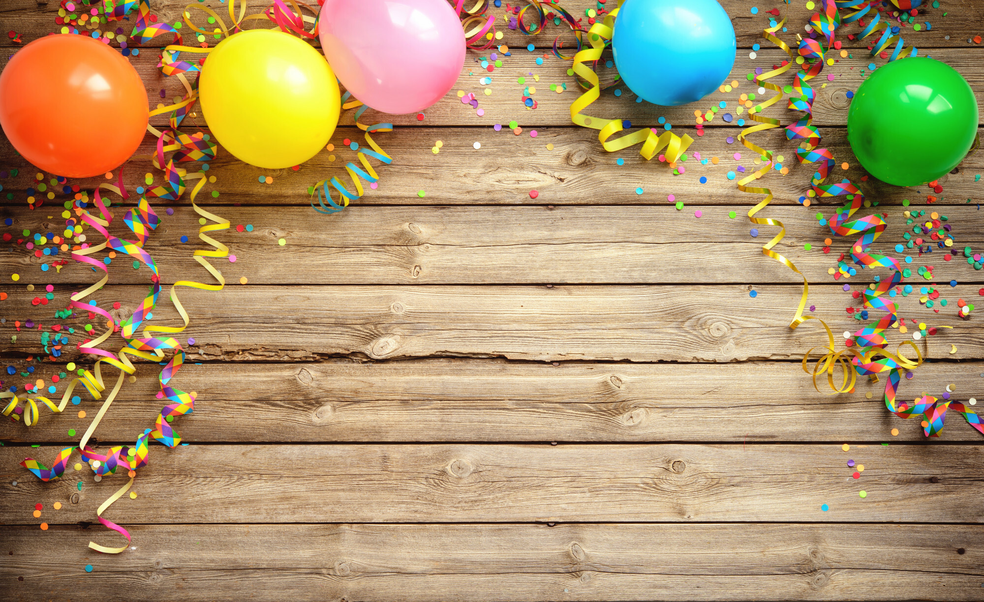 Birthday Party: Streamers, Colorfulness, Event. 2000x1230 HD Background.