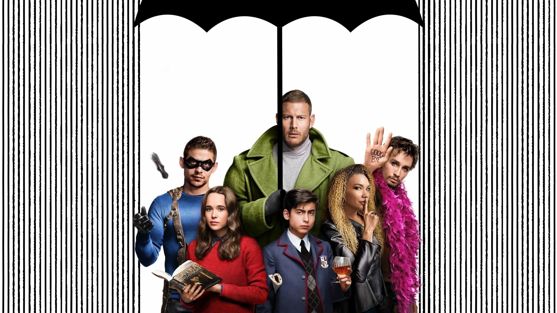 The Umbrella Academy: Six individuals with unique abilities or superpowers, raised by an eccentric millionaire Reginald Hargreeves. 1920x1080 Full HD Wallpaper.
