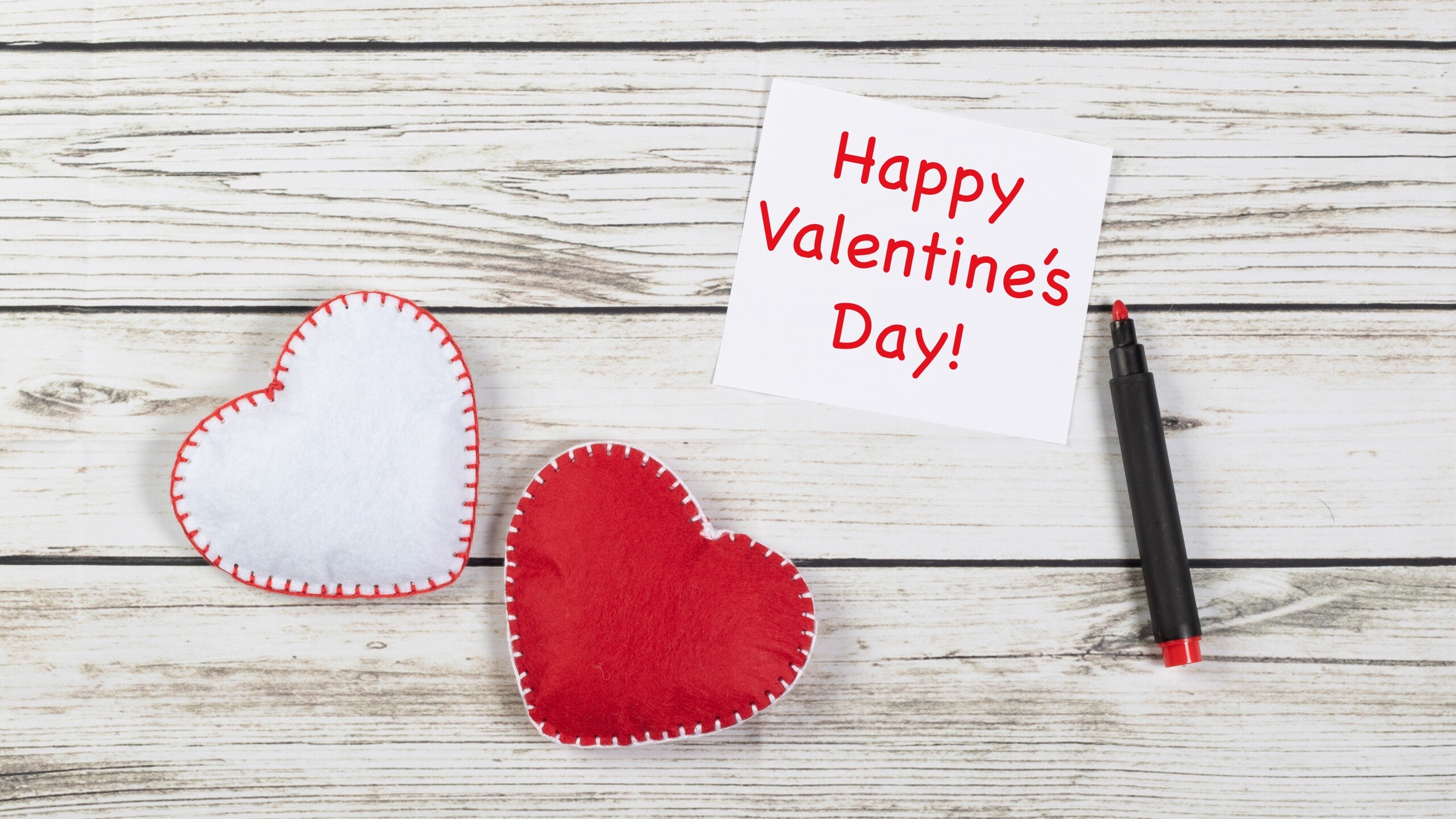 Happy Valentine's Day, Heartwarming wallpapers, Wooden background, Love-filled atmosphere, 2560x1440 HD Desktop
