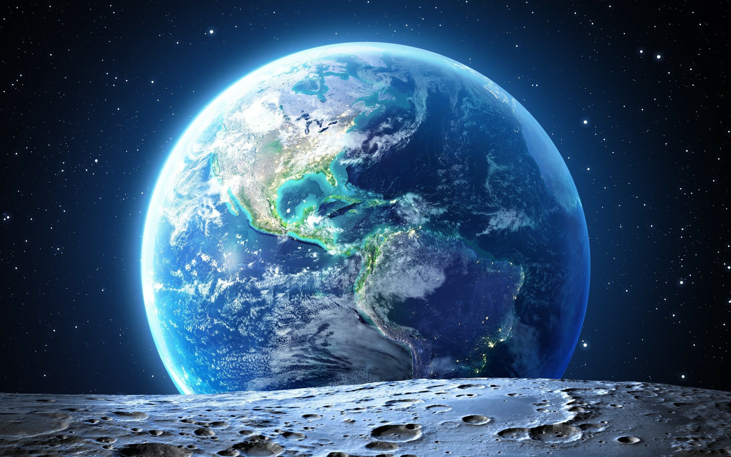 Earth view from space, 4K resolution, Celestial beauty, Cosmic wonders, 2560x1600 HD Desktop