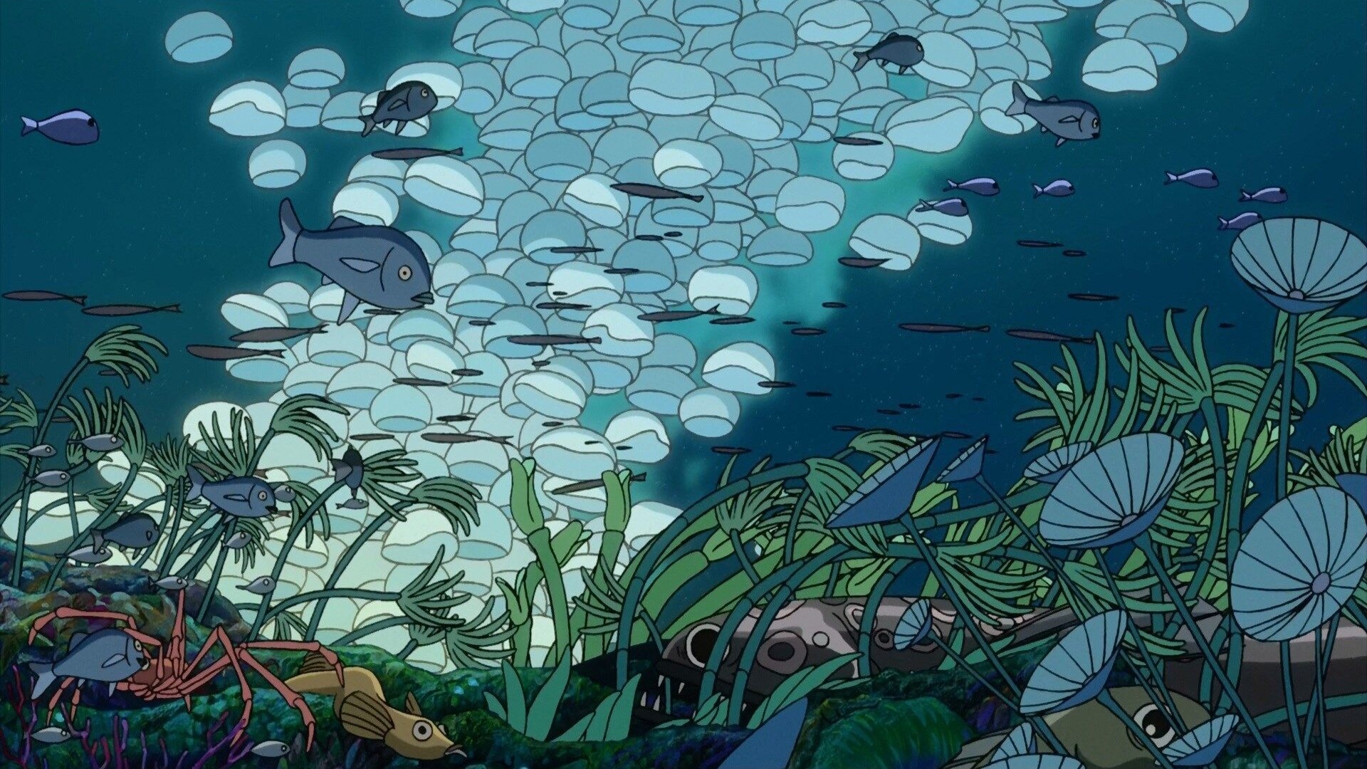 Studio Ghibli: Ponyo on the Cliff, The film tells the story of Ponyo, a goldfish. 1920x1080 Full HD Wallpaper.