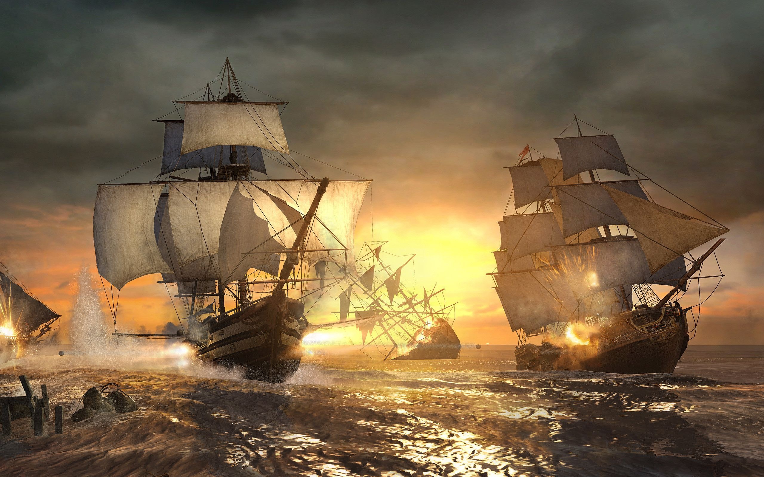 Jackdaw Ship, Assassins Creed 4 Black Flag, Ship Combat, 2560x1600 HD Desktop