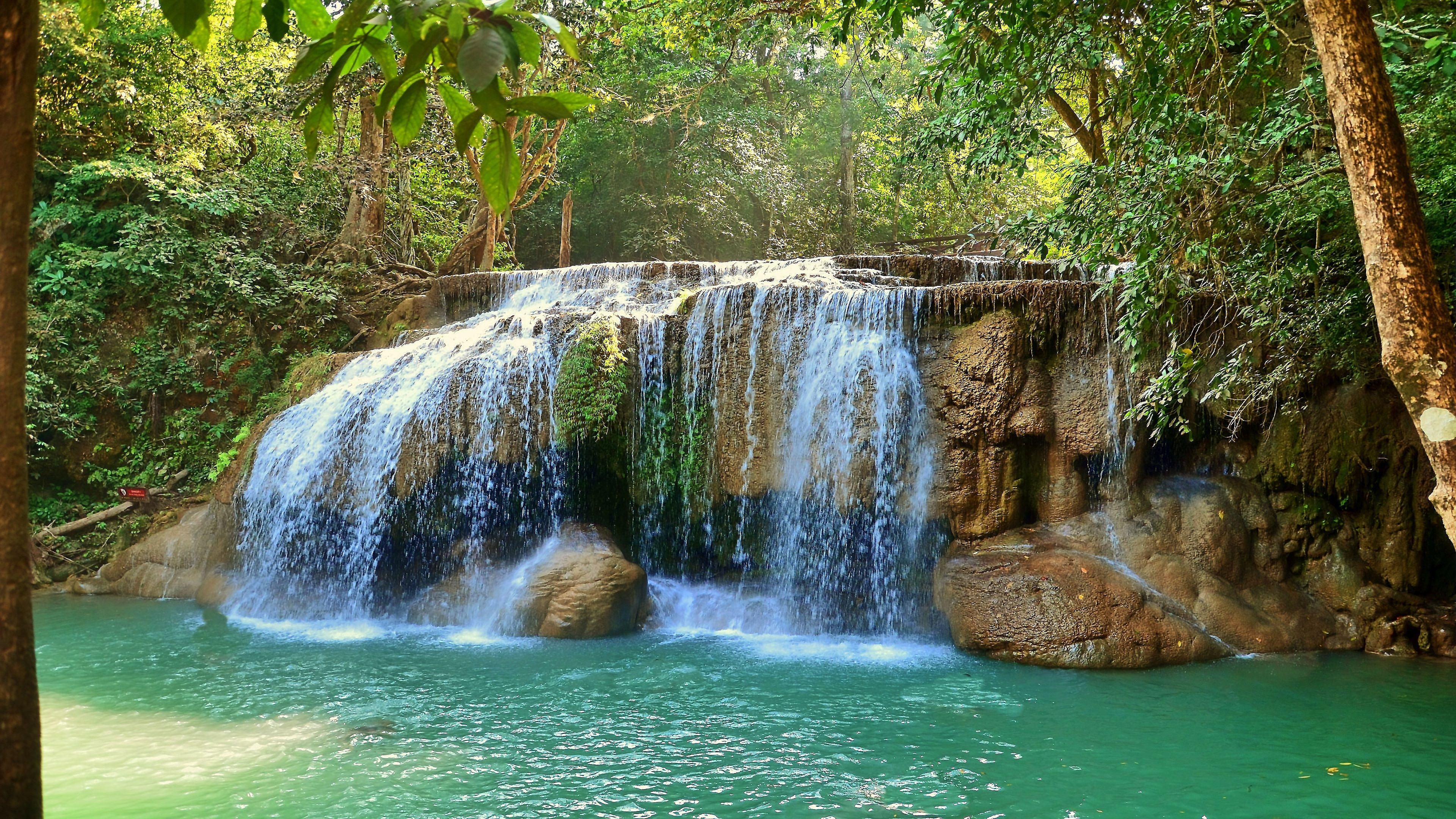 Erawan National Park, Waterfall paradise, Free flowing streams, Natural wonder, 3840x2160 4K Desktop