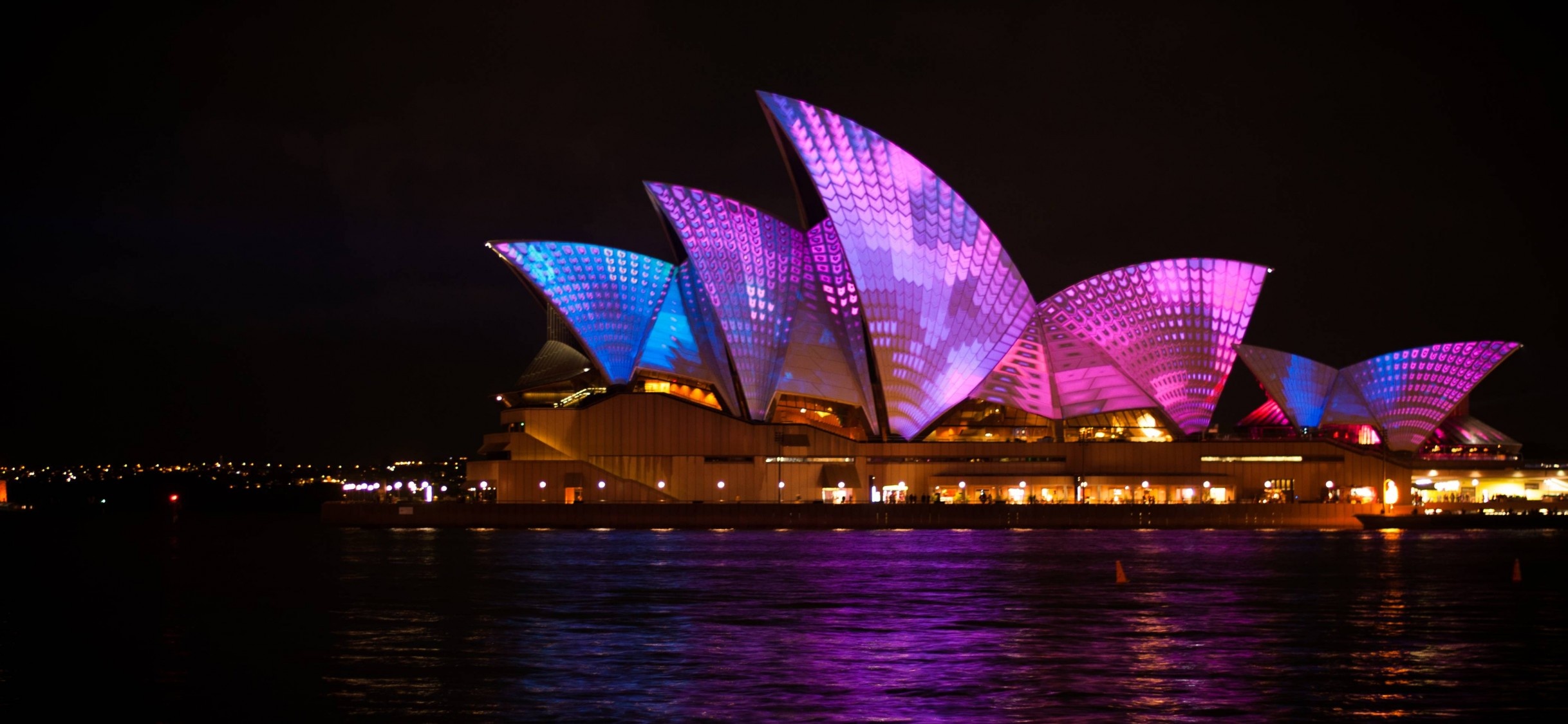 Sydney: Opera House, The site of the Hyde Park Barracks Museum. 2440x1130 Dual Screen Background.