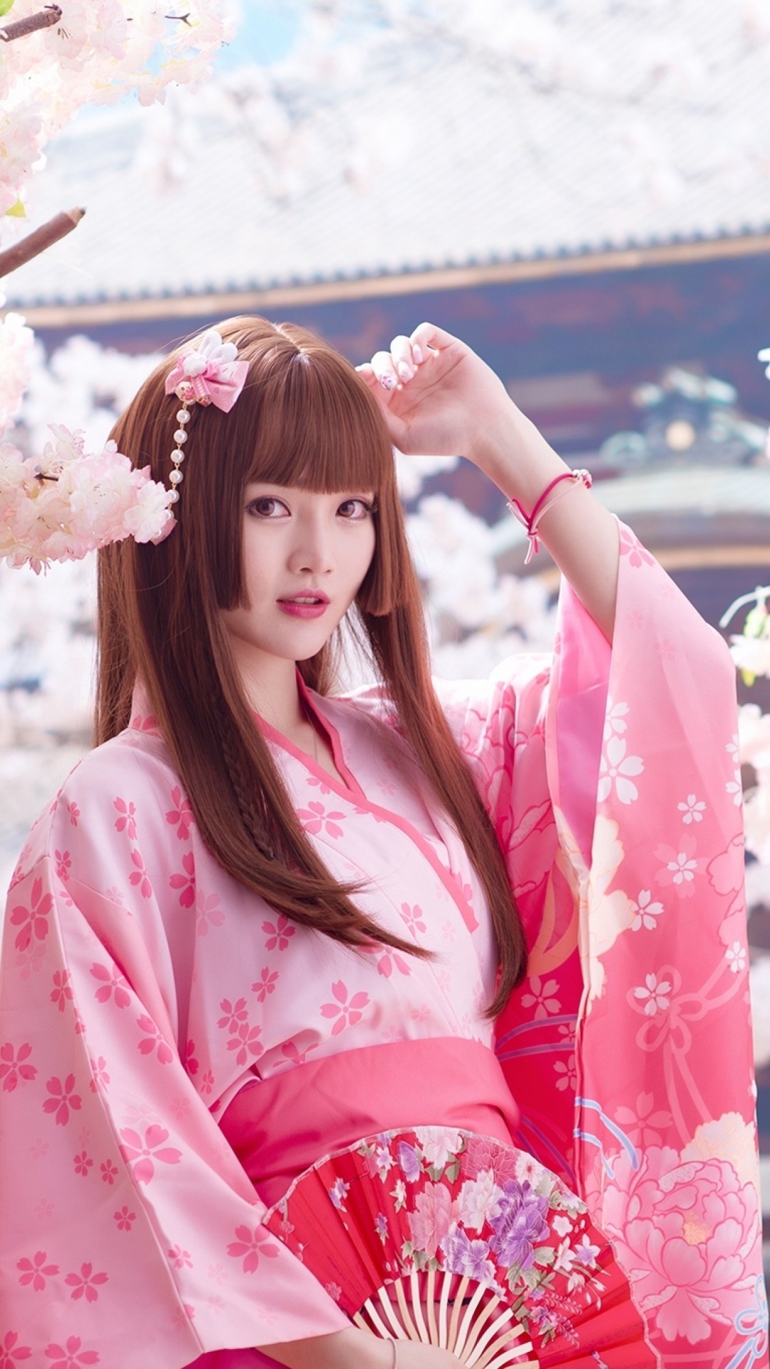 Japanese girl, Kimono beauty, Elegant attire, Cultural icon, 1080x1920 Full HD Phone
