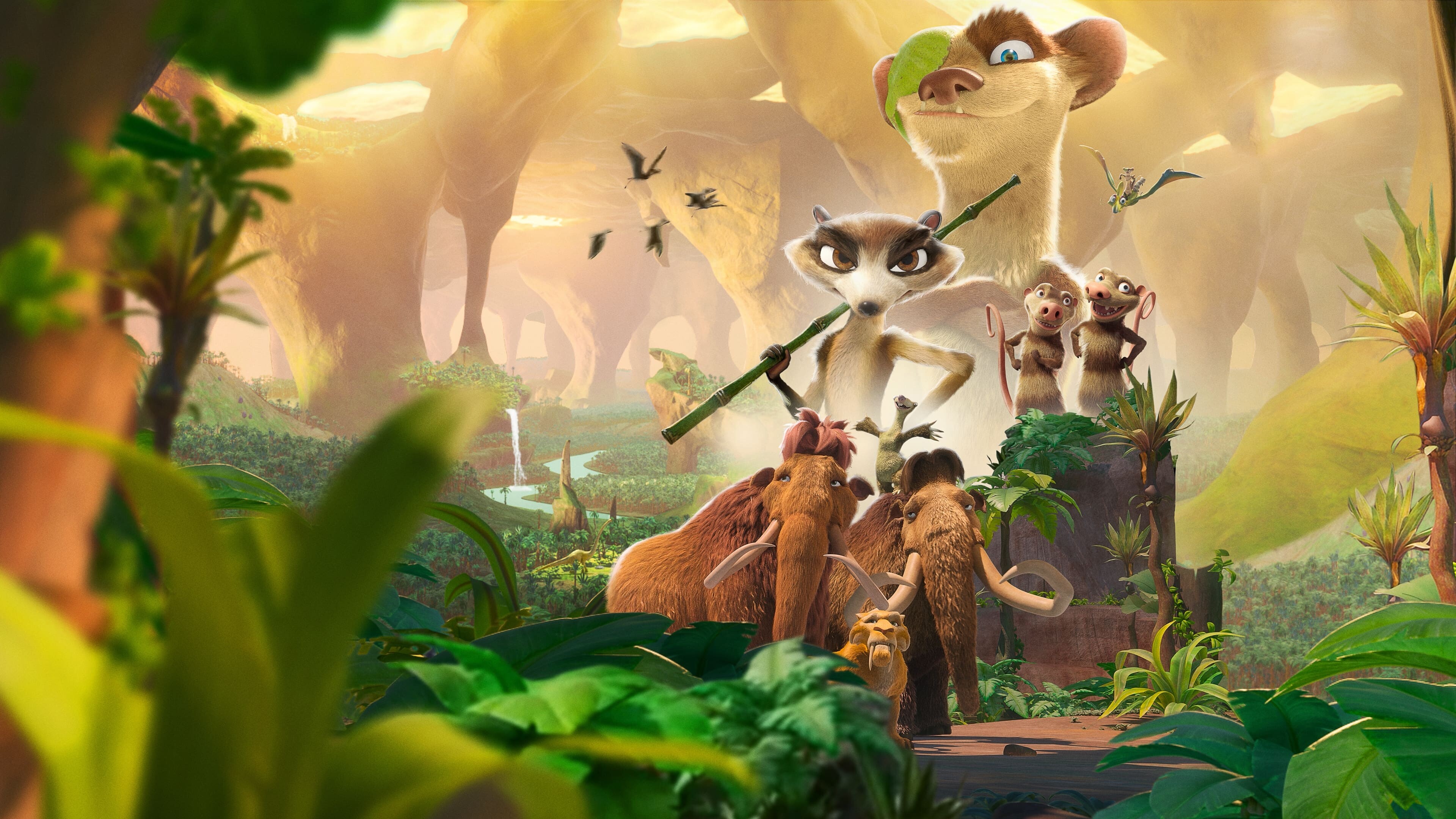 Ice Age: Adventures of Buck Wild: It serves as a spin-off of the Ice Age franchise, The possum brothers. 3840x2160 4K Background.