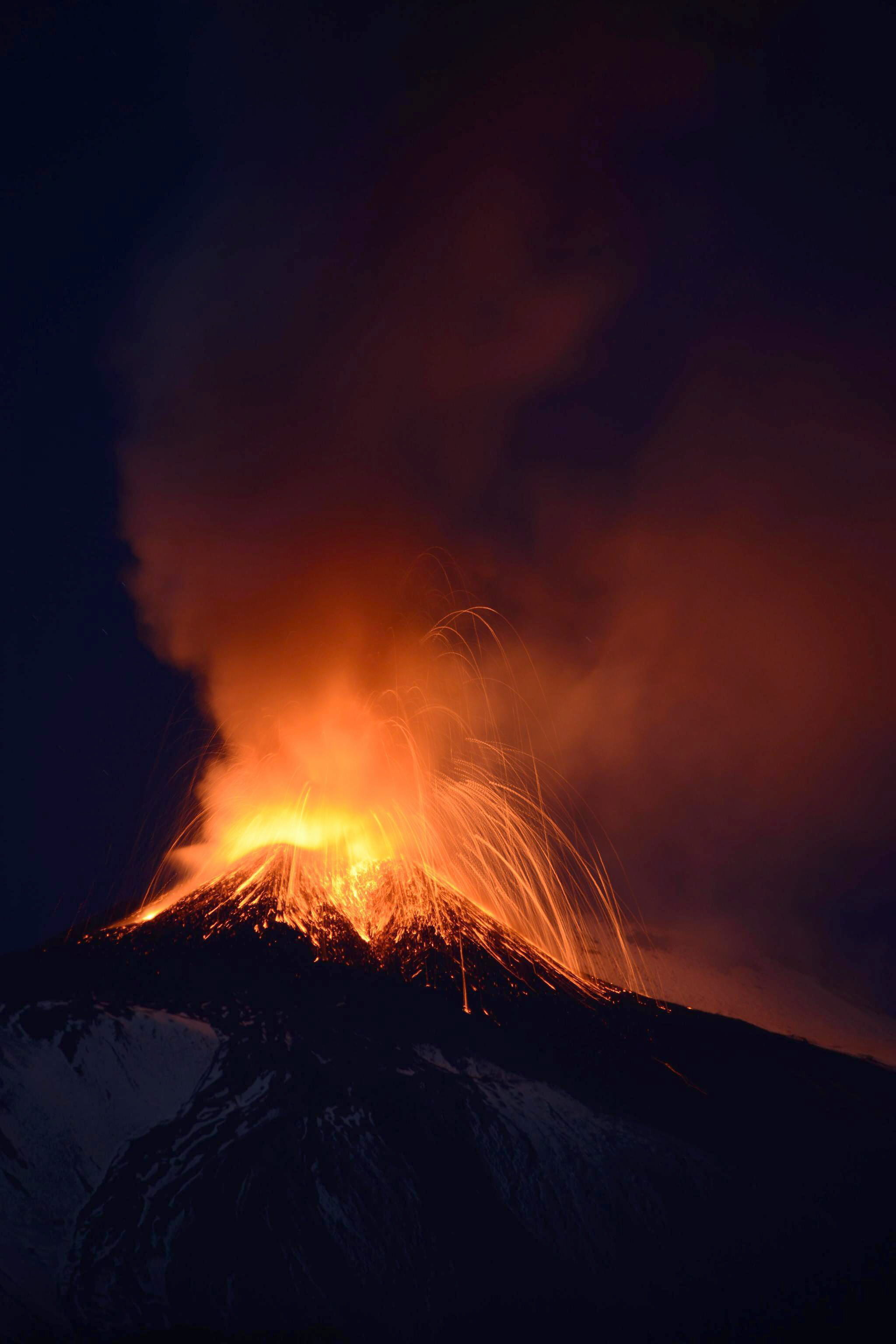 Mount Etna, Volcanic eruption, Magnificent display, Nature's power, 2050x3080 HD Phone