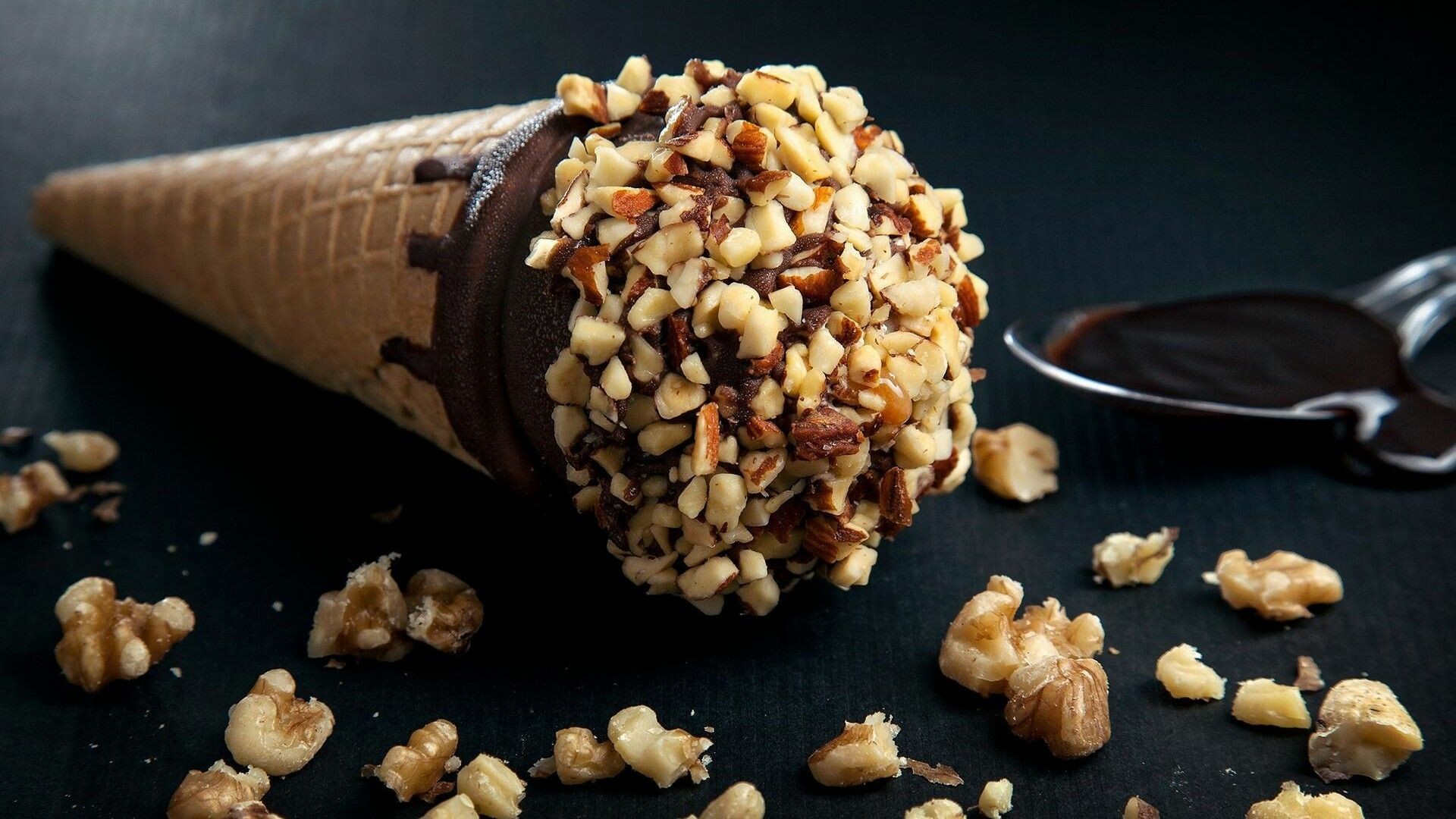Ice Cream: A sweet snack or a dessert made from dairy products, Peanuts. 1920x1080 Full HD Wallpaper.