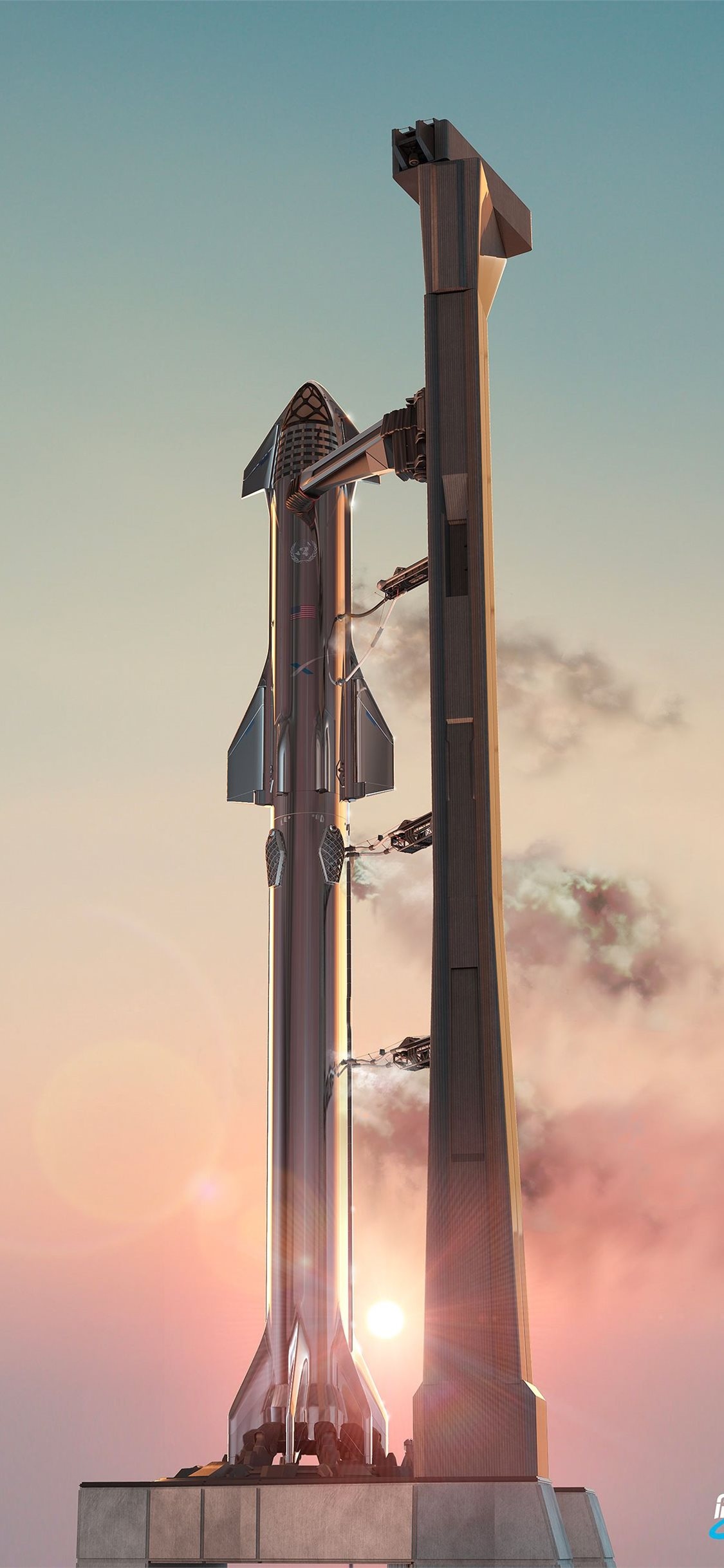 Starship: SpaceX, SN8, The first fully complete upper stage prototype. 1130x2440 HD Background.