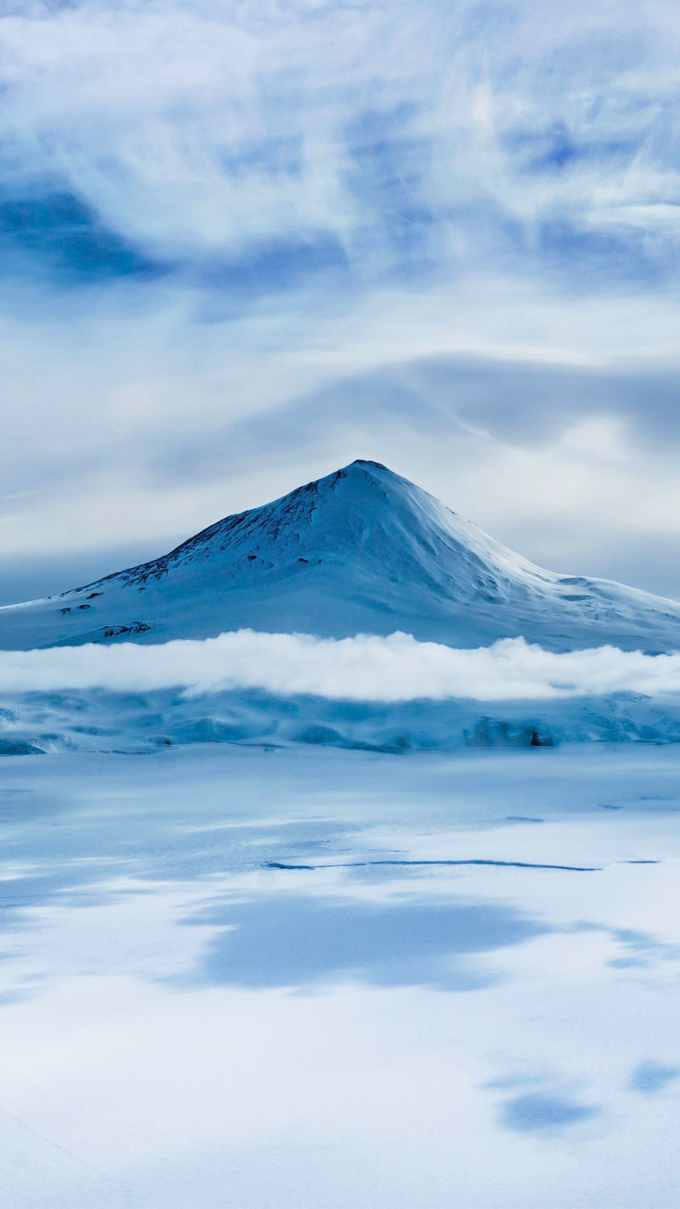 Shishaldin Volcano, Wallpaper perfection, Antarctica's beauty, Winter wonderland, 2160x3840 4K Handy