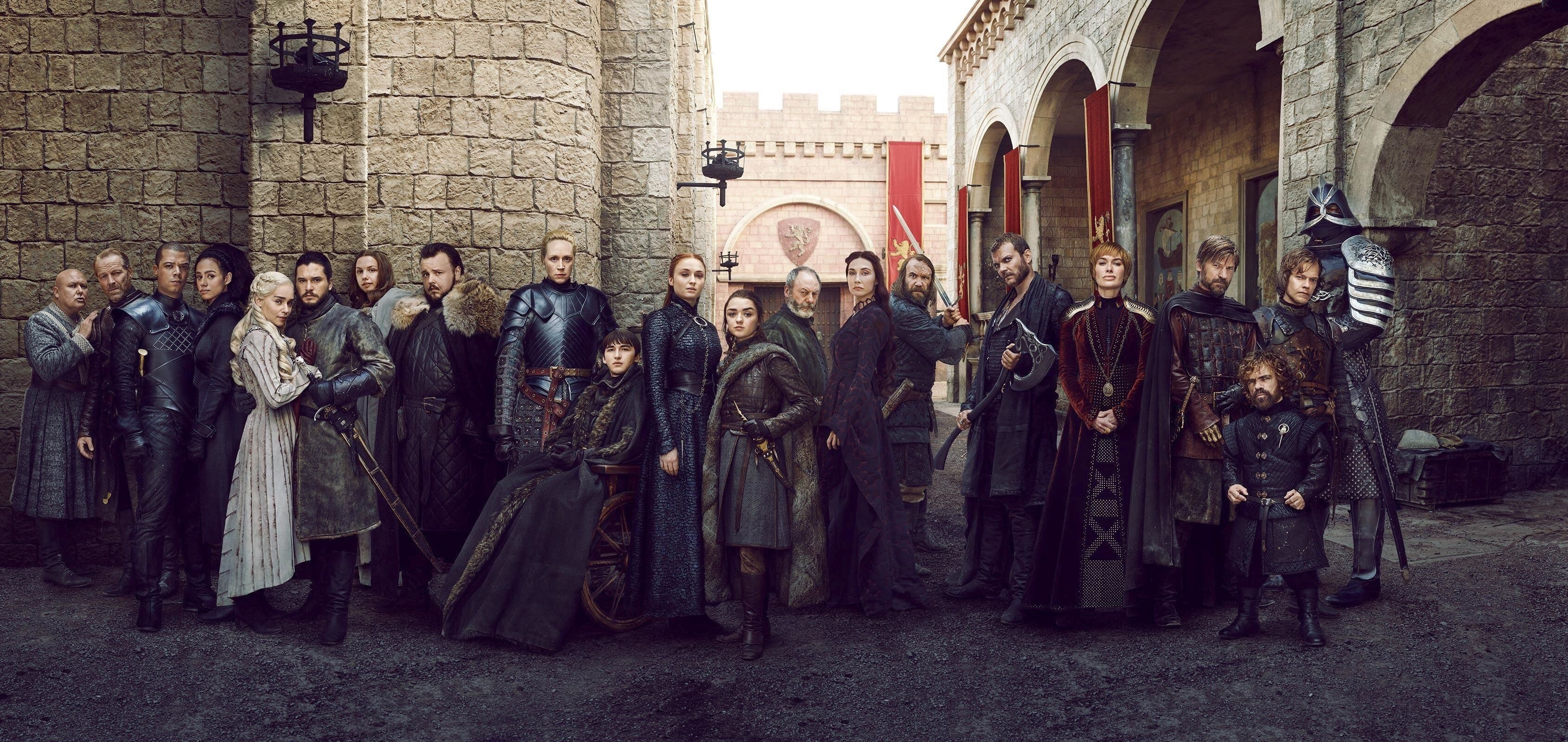 Game of Thrones cast, HD wallpapers, TV series, Lena Headey, 3390x1600 Dual Screen Desktop