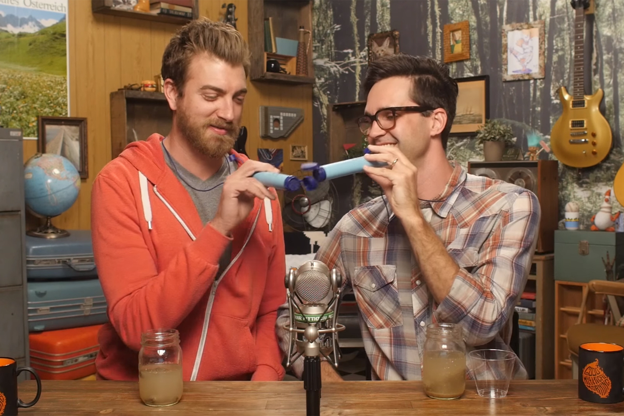 Good Mythical Morning: An American comedy duo creating the YouTube series, Rhett James McLaughlin and Charles Lincoln "Link" Neal. 2000x1340 HD Background.