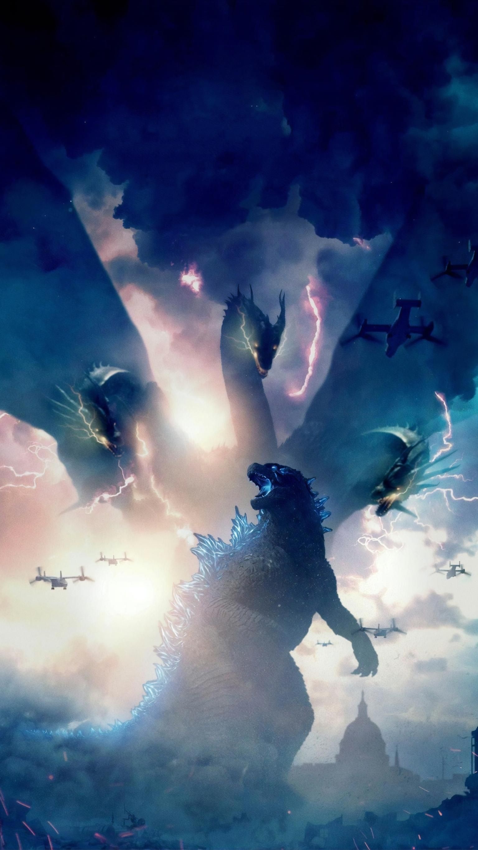 Godzilla: King of the Monsters (2019), The third Gojira film to be completely produced by a Hollywood studio. 1540x2740 HD Background.