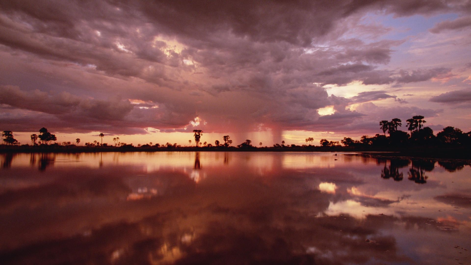 Gewitterwolken über dem Okavango, 1920x1080 Full HD Desktop